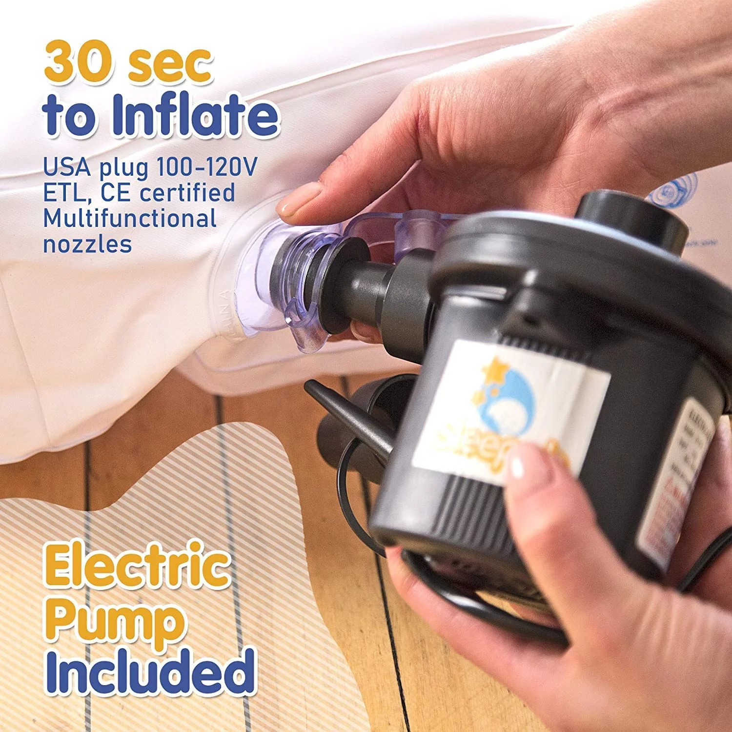 Sleepah Toddler Air Mattress - Inflatable Toddler Bed Set Includes Pump Pillow Carry Case Green