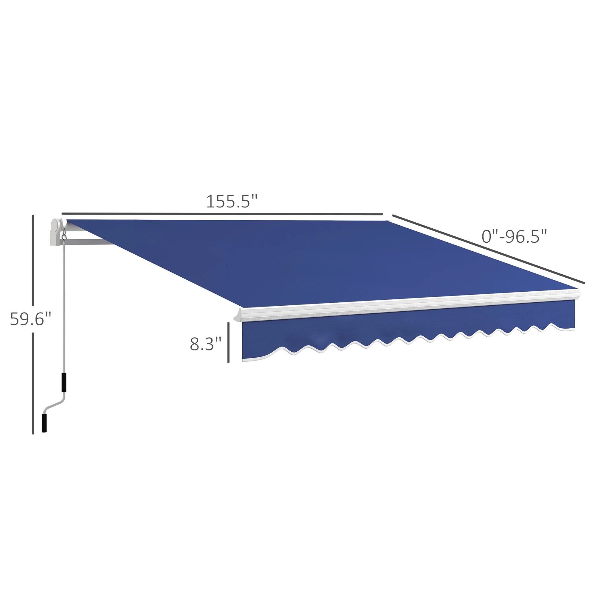 Outsunny 13' x 8' Manual Retractable Awning Sunshade Shelter, Dark Blue