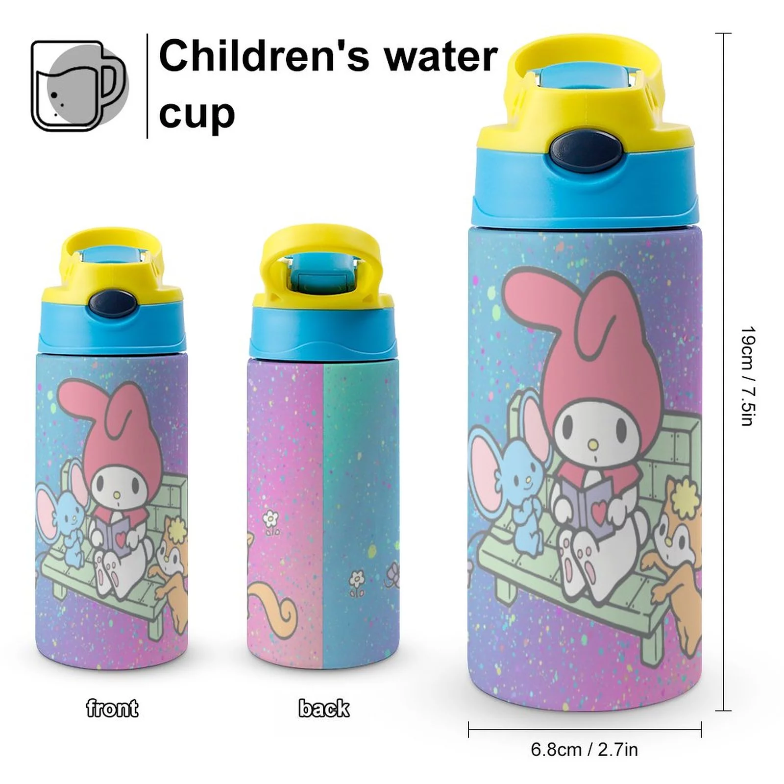 Mouse My Melody Children's Water Bottle Vacuum Insulated Stainless Steel Cup With Straw Toddler Thermoses