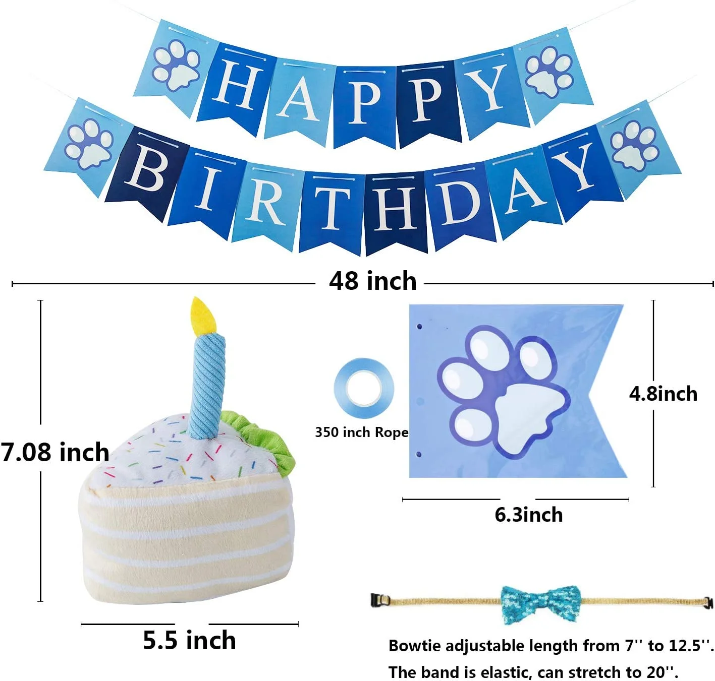 TCBOYING Dog Birthday Party Supplies, Dog Birthday Bandana Toy Cake Boy Hat Scarfs Flag Balloon with Cute Doggie Birthday Party Supplies Decorations(21-Piece Set)