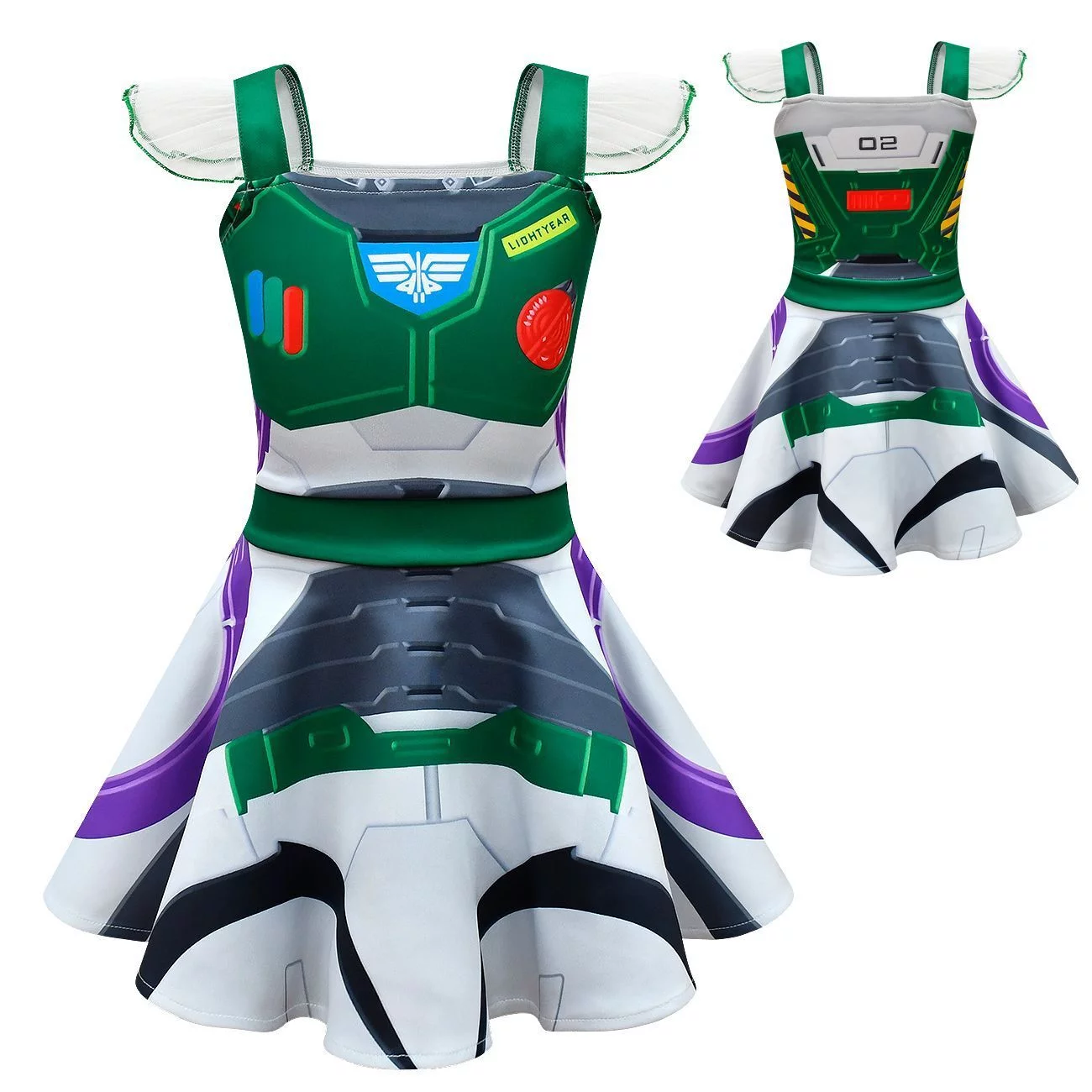 Girls Costume Buzz Lightyear Dress Girl Cartoon Cosplay Dress Summer Clothes 3-9T