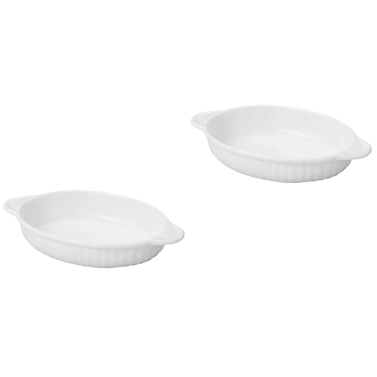 2pcs Ceramic Baking Tray with Double Handles Ceramic Food Bowl Household Bakeware