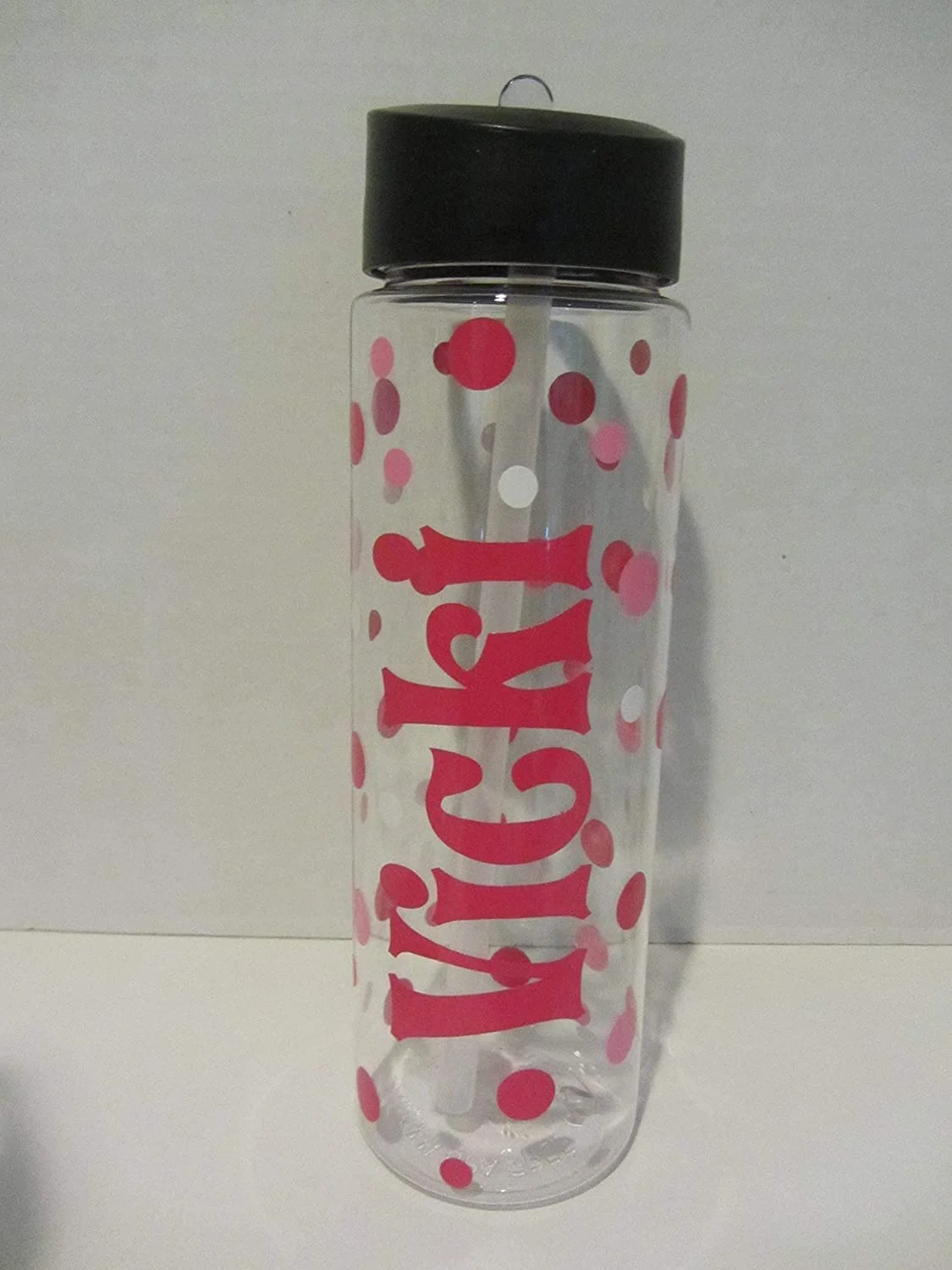 Personalized Pink Polka Dots Water Bottle