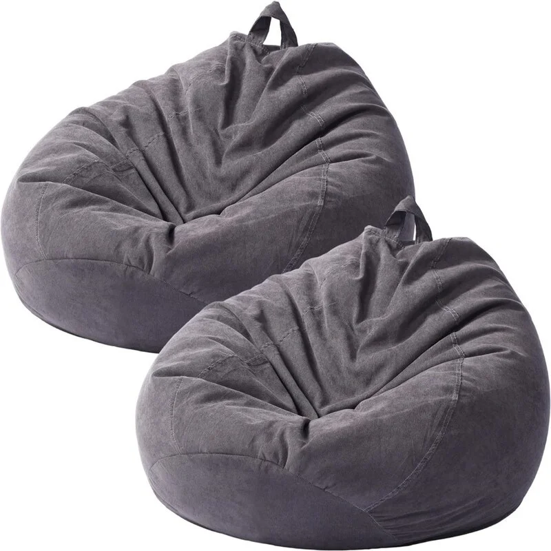 2 Pcs Storage Bean Bag Chair Cover (Dark Grey)