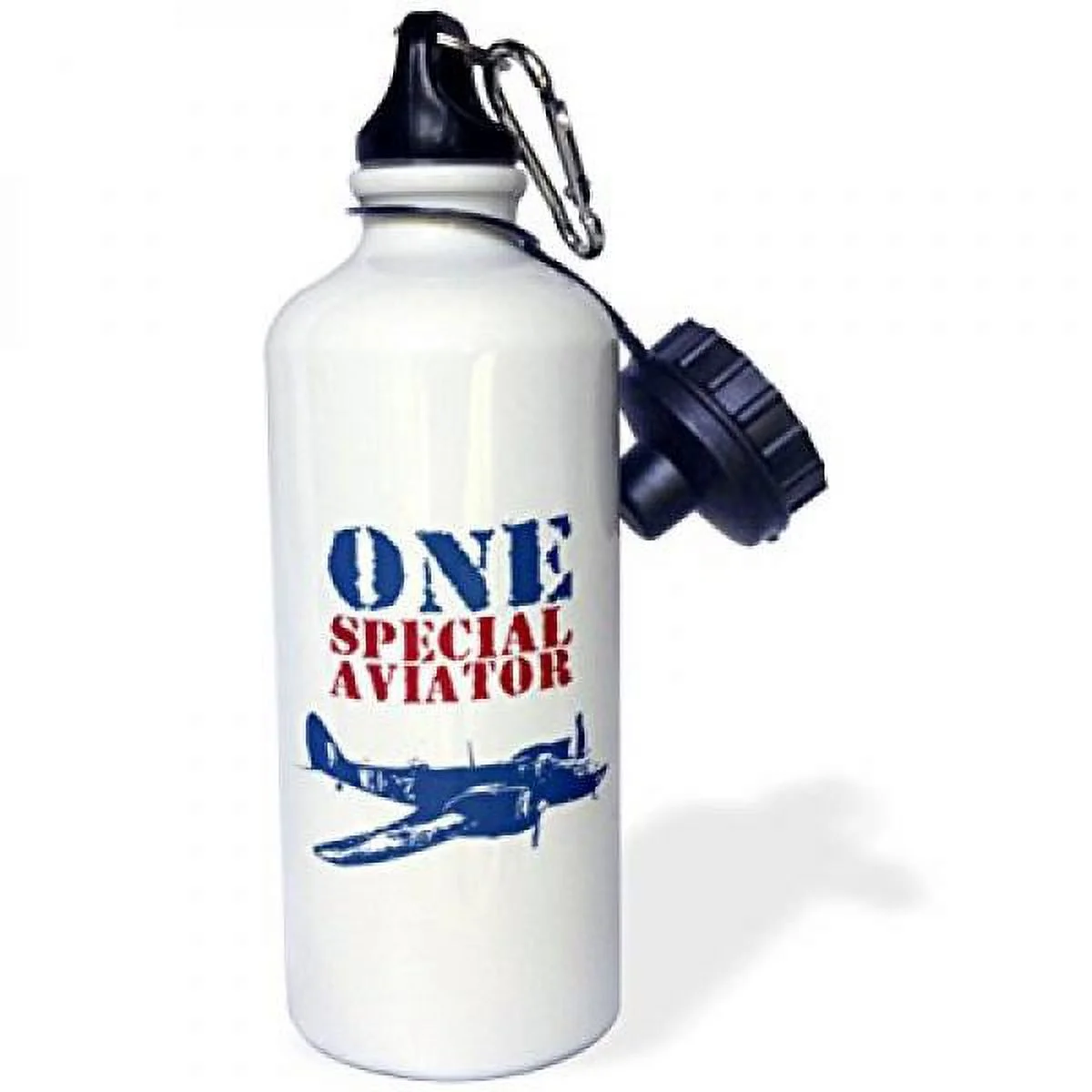 Grunge Blue Fighter Plane With The Words One Special Aviator 21 oz Sports Water Bottle wb-211068-1