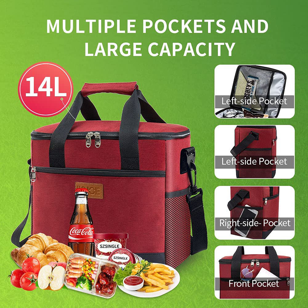 Large Cooler Bag Collapsible 24 Can Insulated Bags Leakproof Lunch Cooler Tote With Multi-Pockets For Adult & Kids Insulated Lunch Box For Beach, Picnic, Work, School