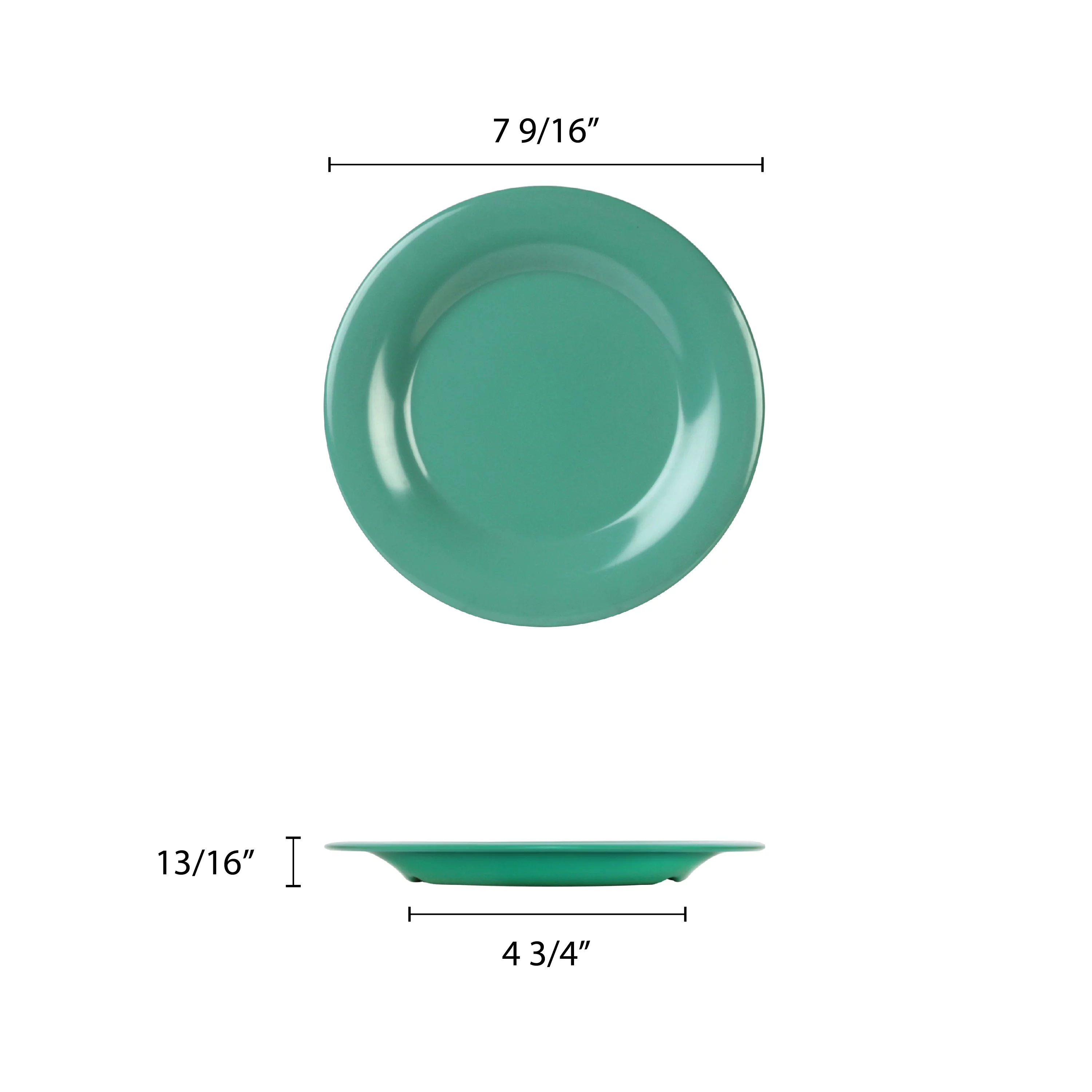 Excellante Color Green Melamine Dinnerware Collection Green Melamine Dinnerware Collection 7.5 Inch Wide Rim Round Plate, Comes in Dozen