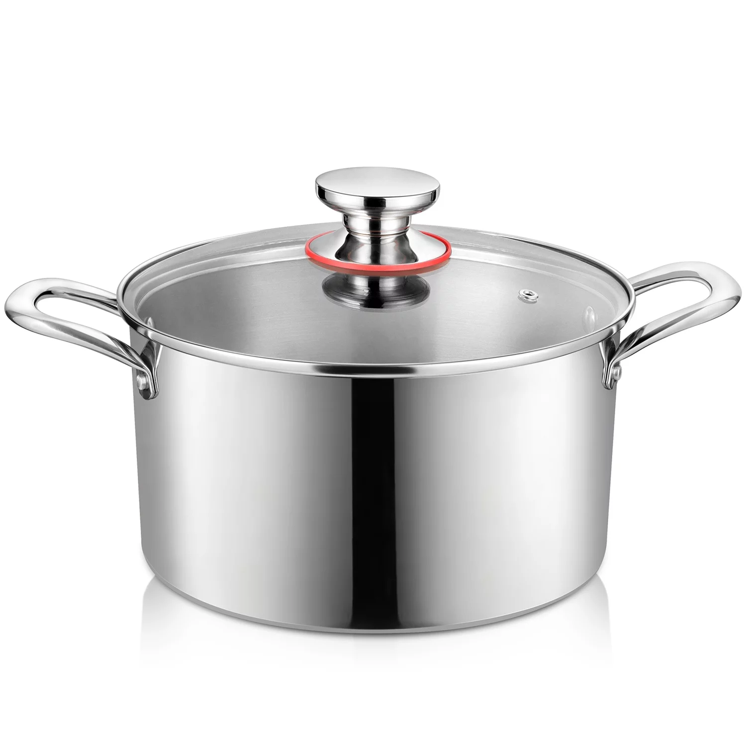 Vesteel 8 Quart Stock Pot with Tri-Ply Construction, 18/10 Stainless Steel Stockpot Metal Pasta Soup Pot, Compatible with Electric, Gas, Induction, Ceramic
