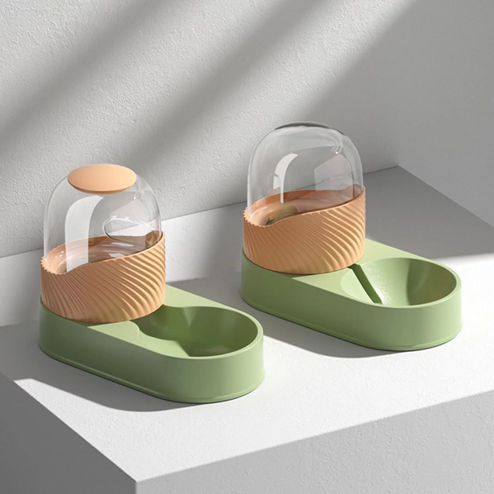 Cat Feeder, Automatic , Pets Food Dispenser, Water Drinking Drinker Dish Puppy Kitten , Green Food Feeder