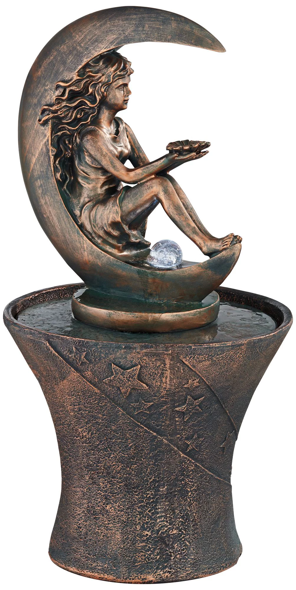 John Timberland Crescent Moon Modern Bubbler Outdoor Floor Water Fountain with LED Light 34