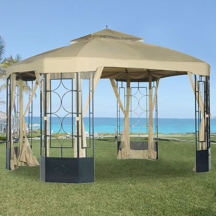 Garden Winds Replacement Canopy Top and Side Mosquito Netting Set for Alcove Gazebo - Riplock 350