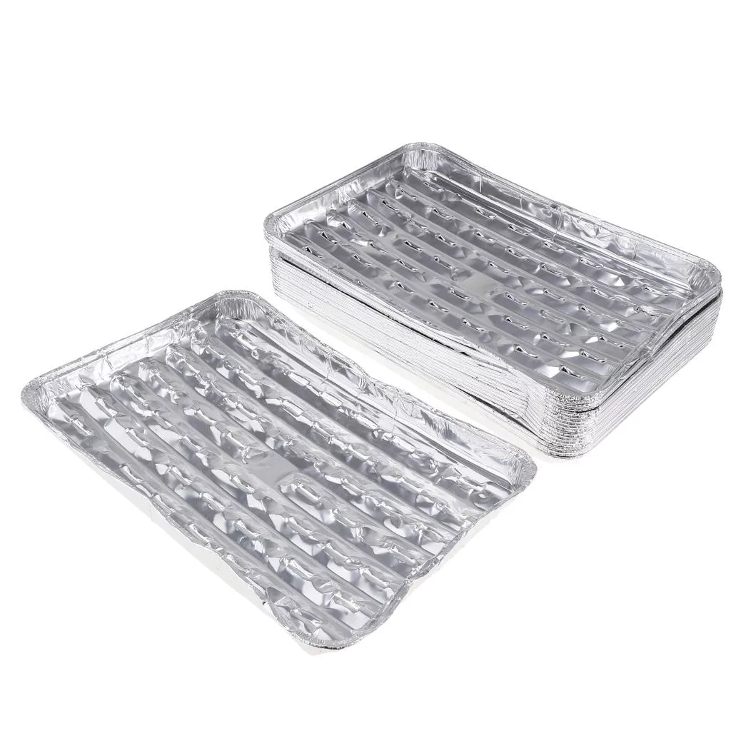 40pcs Aluminum Grilling Tray Rectangular BBQ Plate Disposable Cake Pan