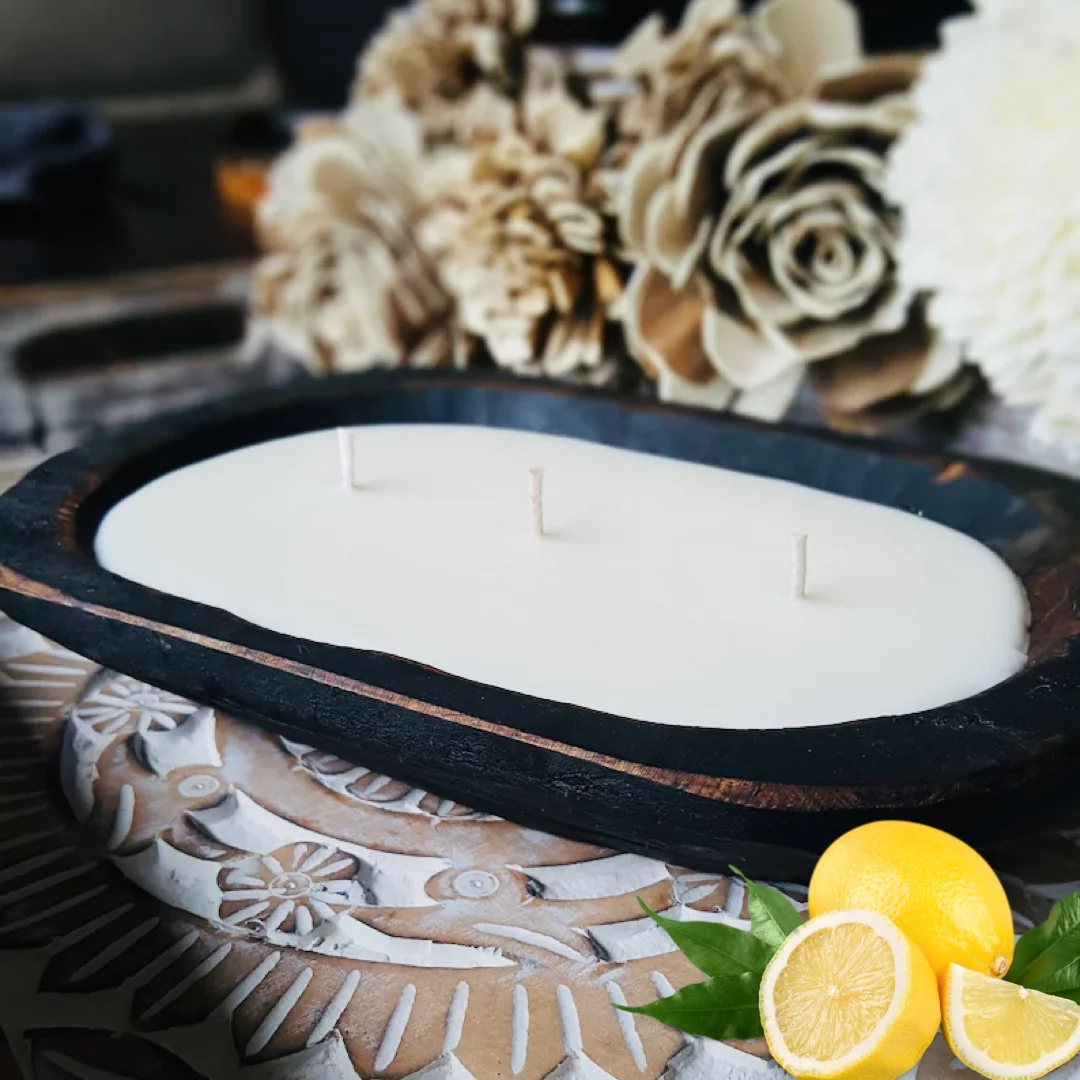 Rustic Country Black Dough Bowl Fresh Squeezed Lemon Citrus Scent