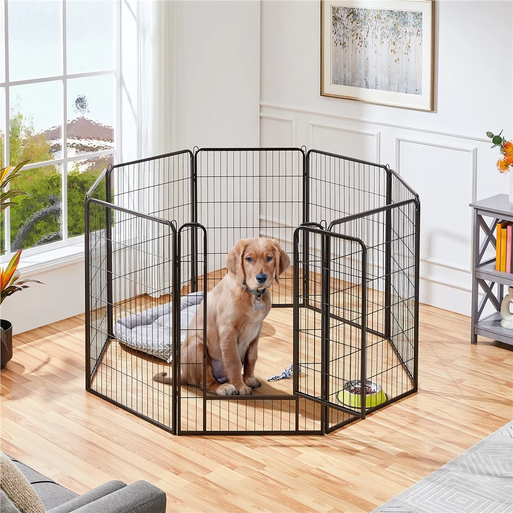 Yaheetech 39.5''H 8 Panels Dog Playpen,Black