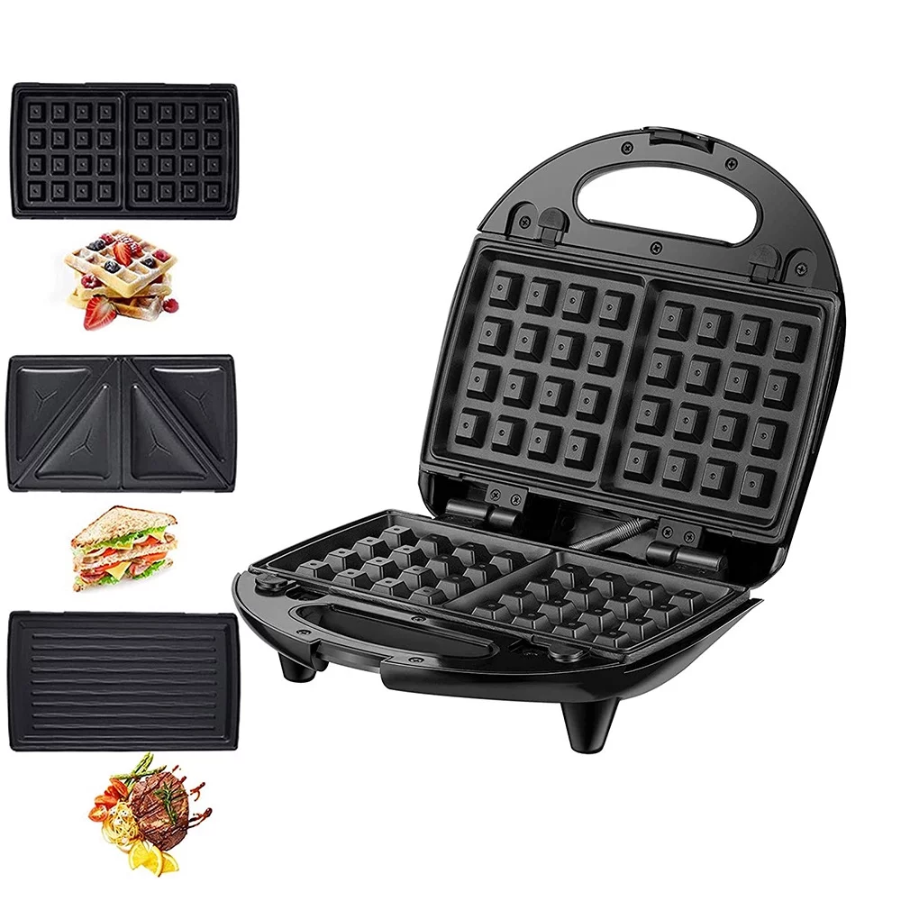 Meterk Breakfast Maker Standard 110V Household Stainless Steel Sandwich Multifunctional Waffle Heating Electric Baking Pan Steak Panini Bread Maker