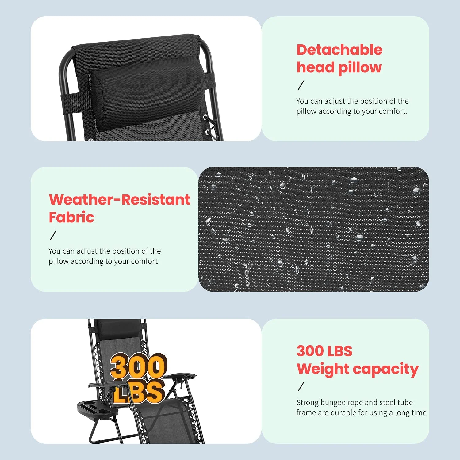 Zero Gravity Lounge Chair with Pillow and Side Table,Black