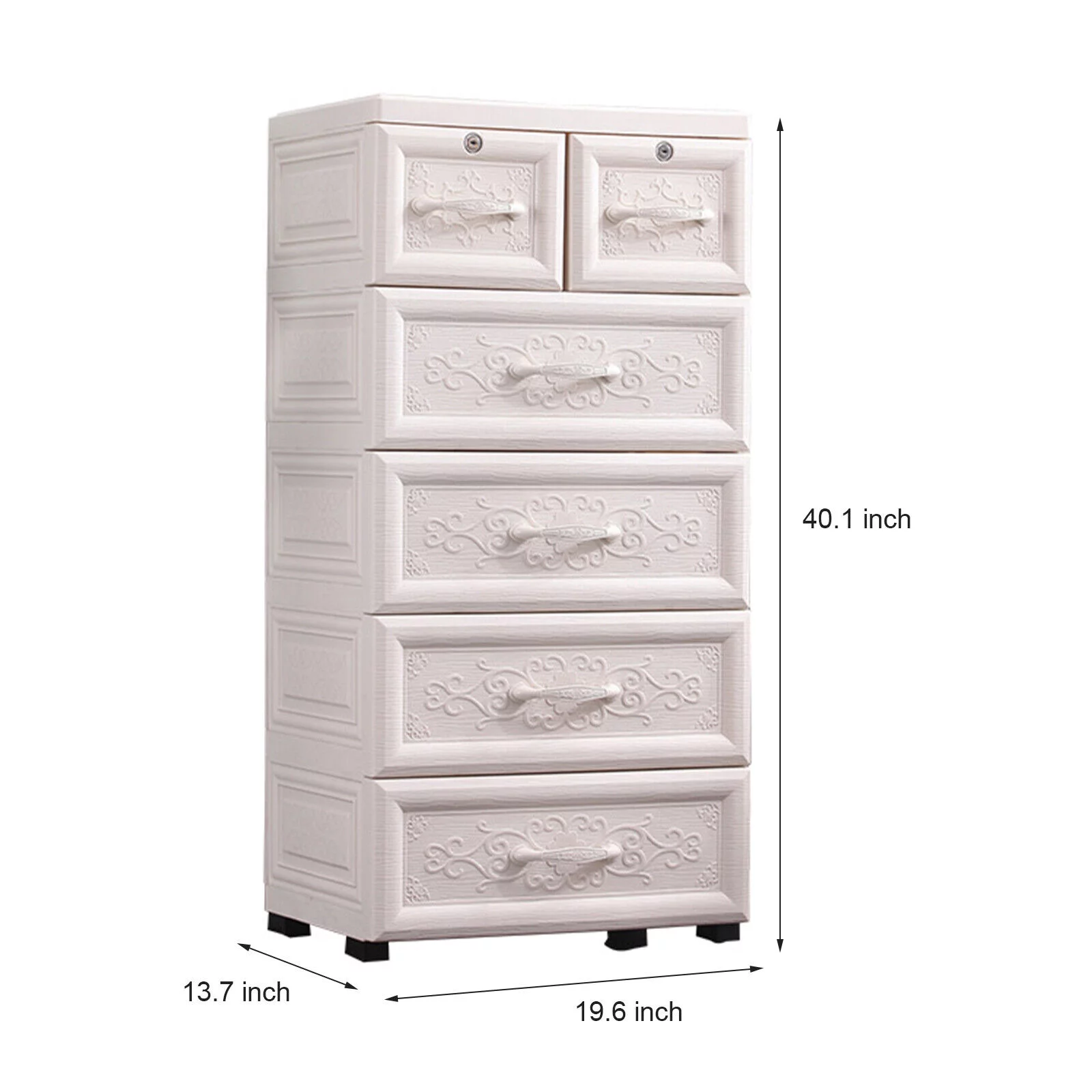 ZhdnBhnos 5 Layers Vertical Storage Cabinet 6 Drawers Plastic Clothes Dresser Tower Closet Organizer Shelf Lockable For Bedroom Living Room Office