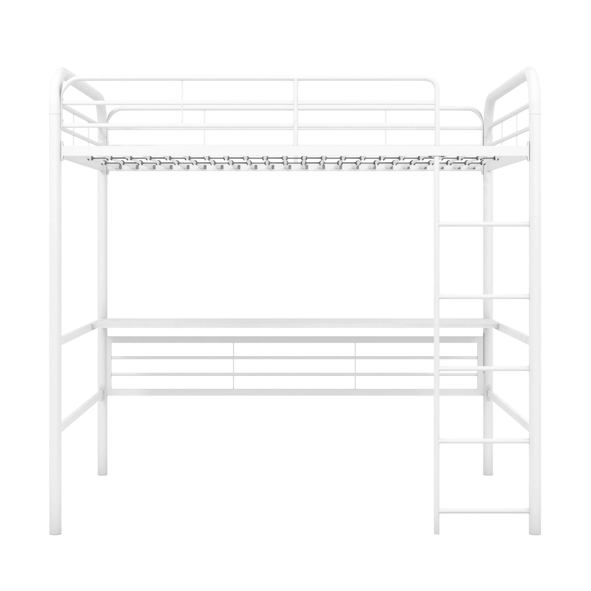 DHP Shawn Full Metal Loft Bed with Desk, Off White/Off White