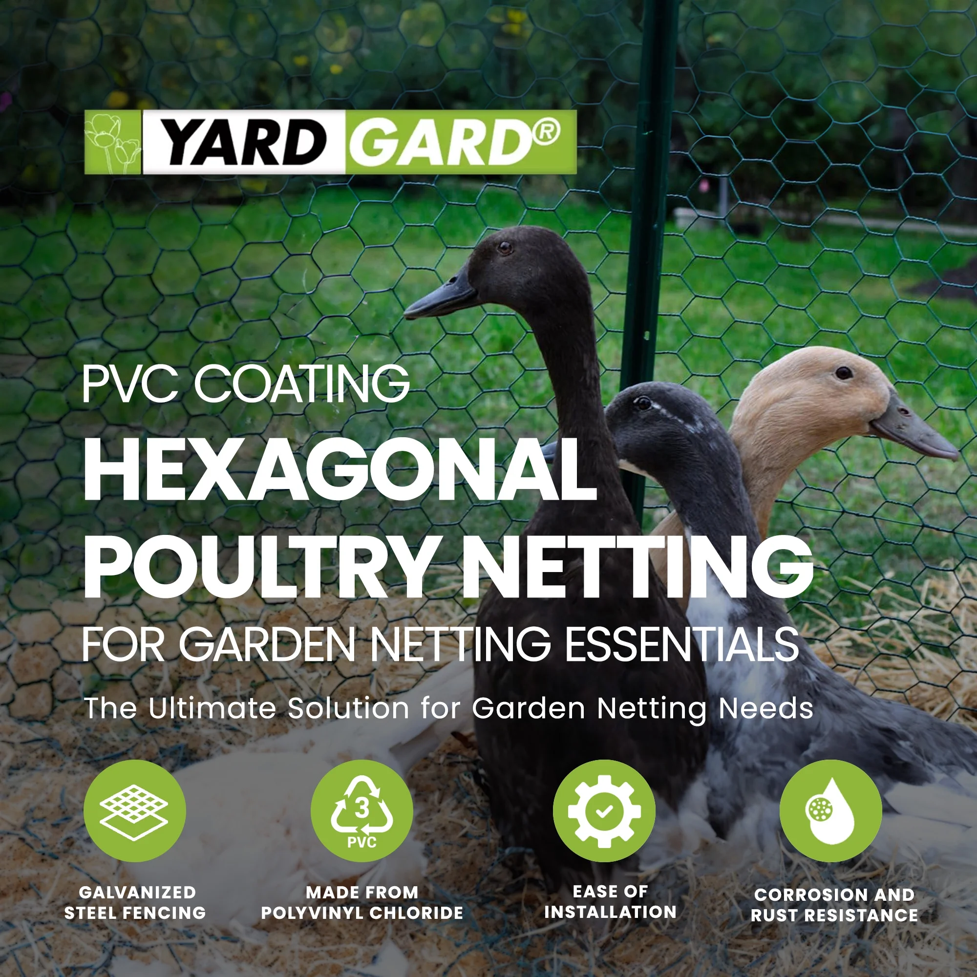 YardGard PVC Coating Hexagonal Poultry Netting & Garden Netting Essentials