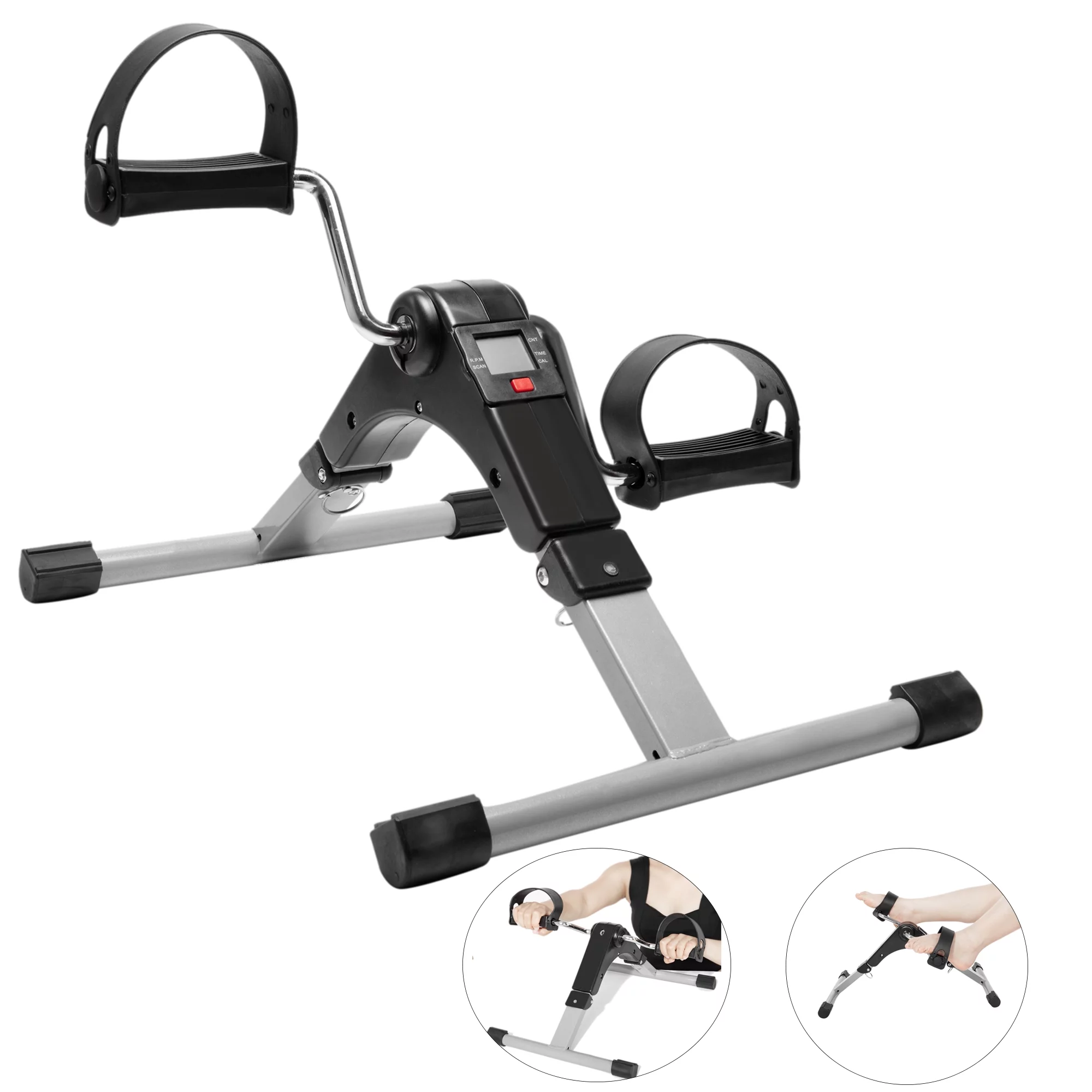 YouLoveIt Mini Exercise Bike Pedal Fitness Exerciser Cycle Bike Mini Bike Leg Arm Trainer with with Calorie Counter Foldable Under Desk Bike Portable Pedal Exerciser