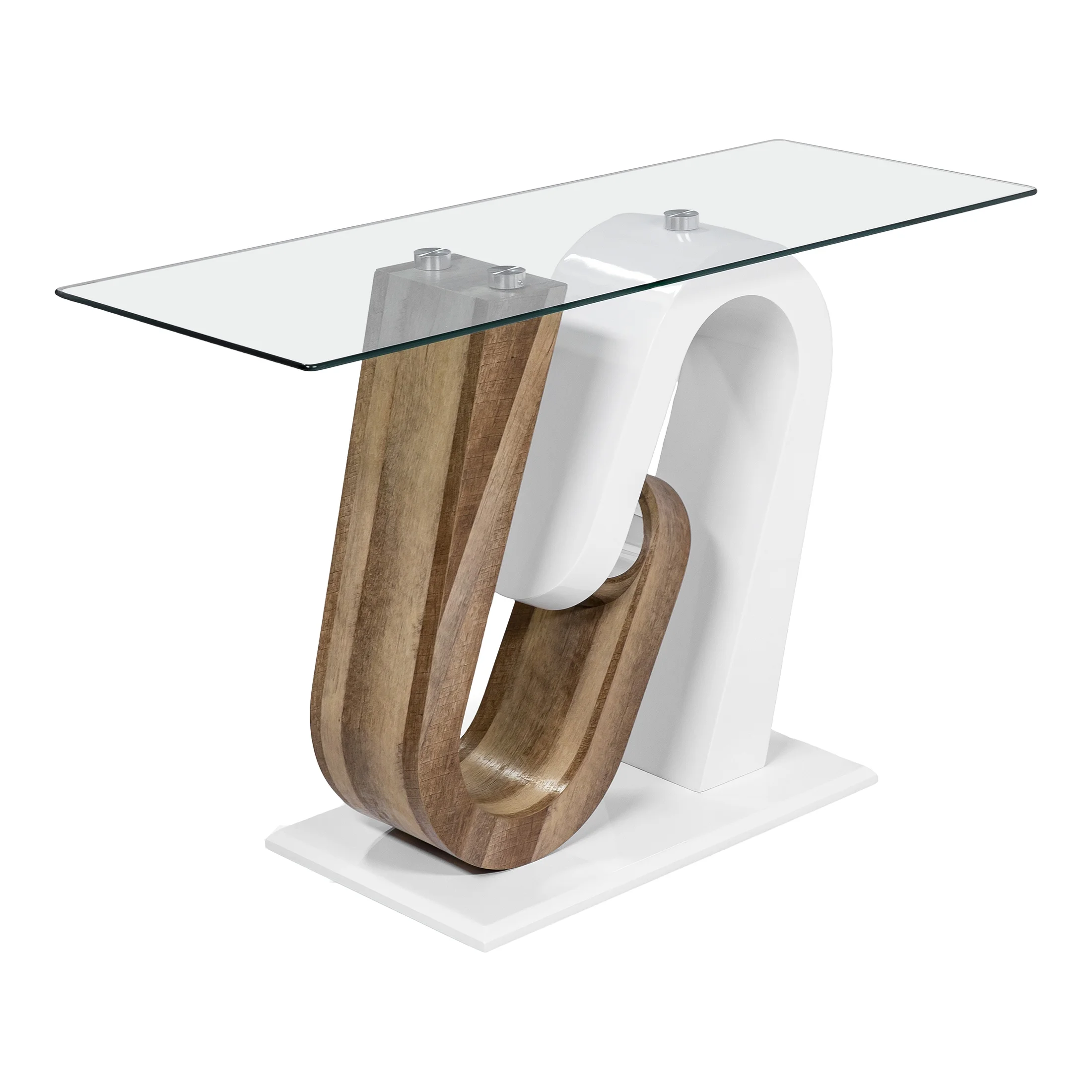 Furniture of America Lyela Glass Top Sofa Table, White