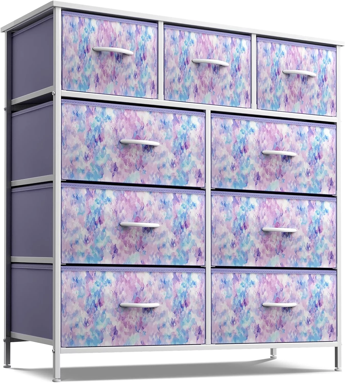 Sorbus Large 9 Drawer Dresser for Kids Bedroom, Tie-Dye Colors