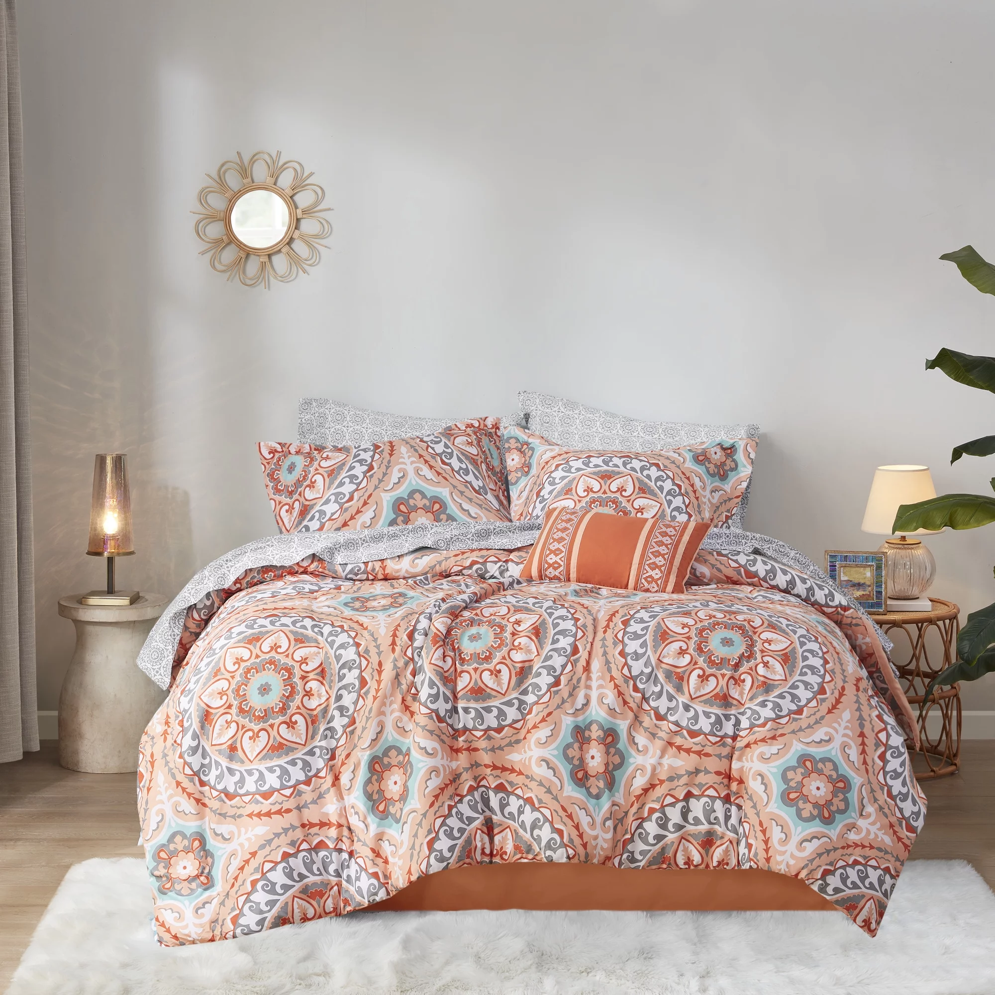 Home Essence Nepal Bed in a Bag Comforter Bedding Set, Orange, Twin-XL