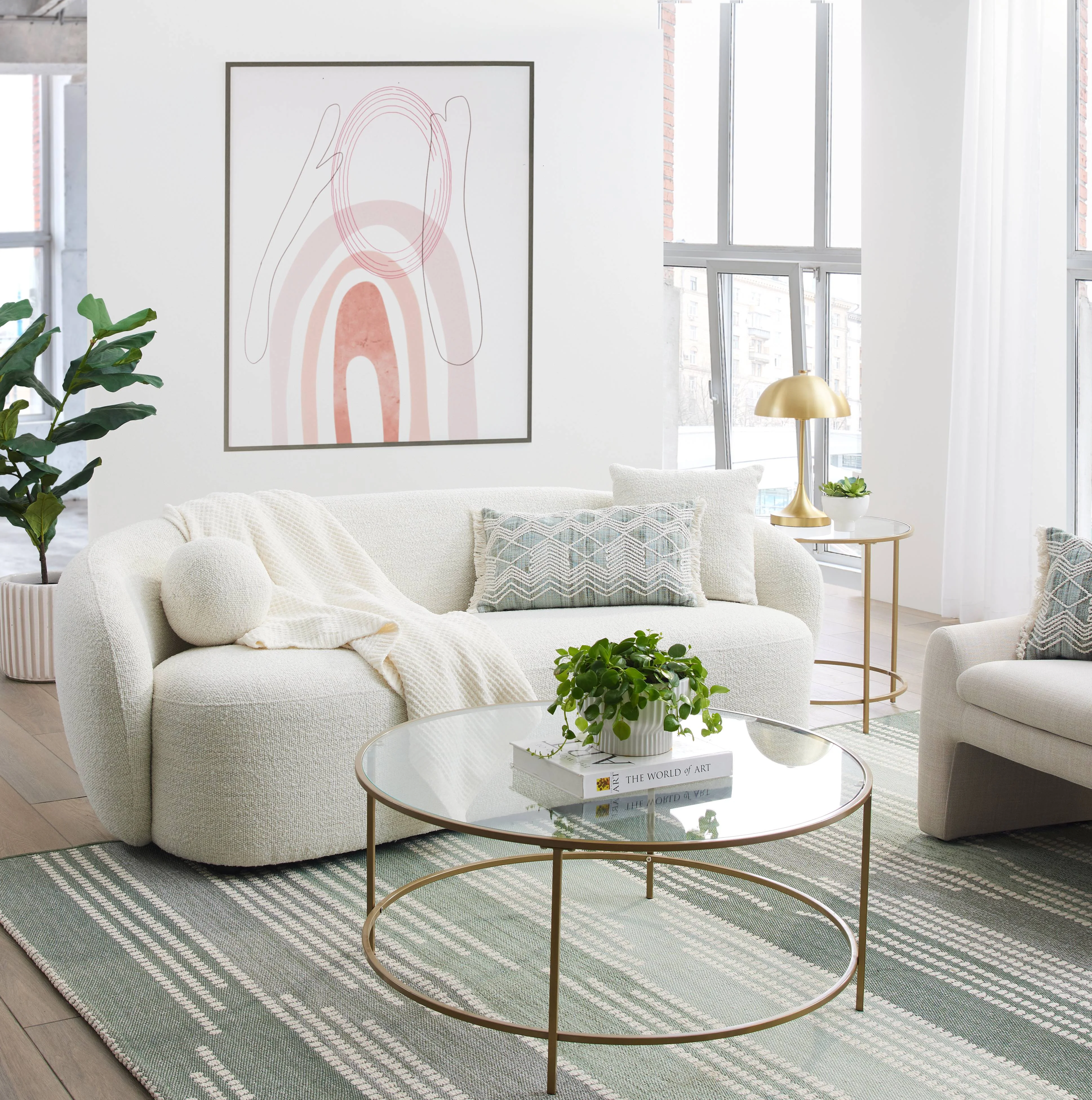 Better Homes & Gardens Juliet Curved Sofa, Ivory