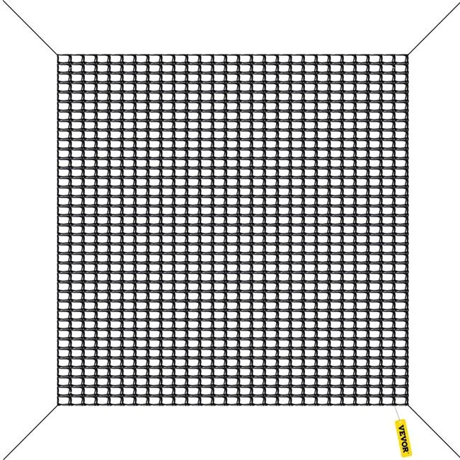 VEVOR Climbing Cargo Net, 14.8 x 14.8 ft Playground Climbing Cargo Net, Polyester Double Layers Cargo Net Climbing Outdoor w500lbs Weight Capacity, Rope Bridge Net for Tree House, Monkey Bar, Black