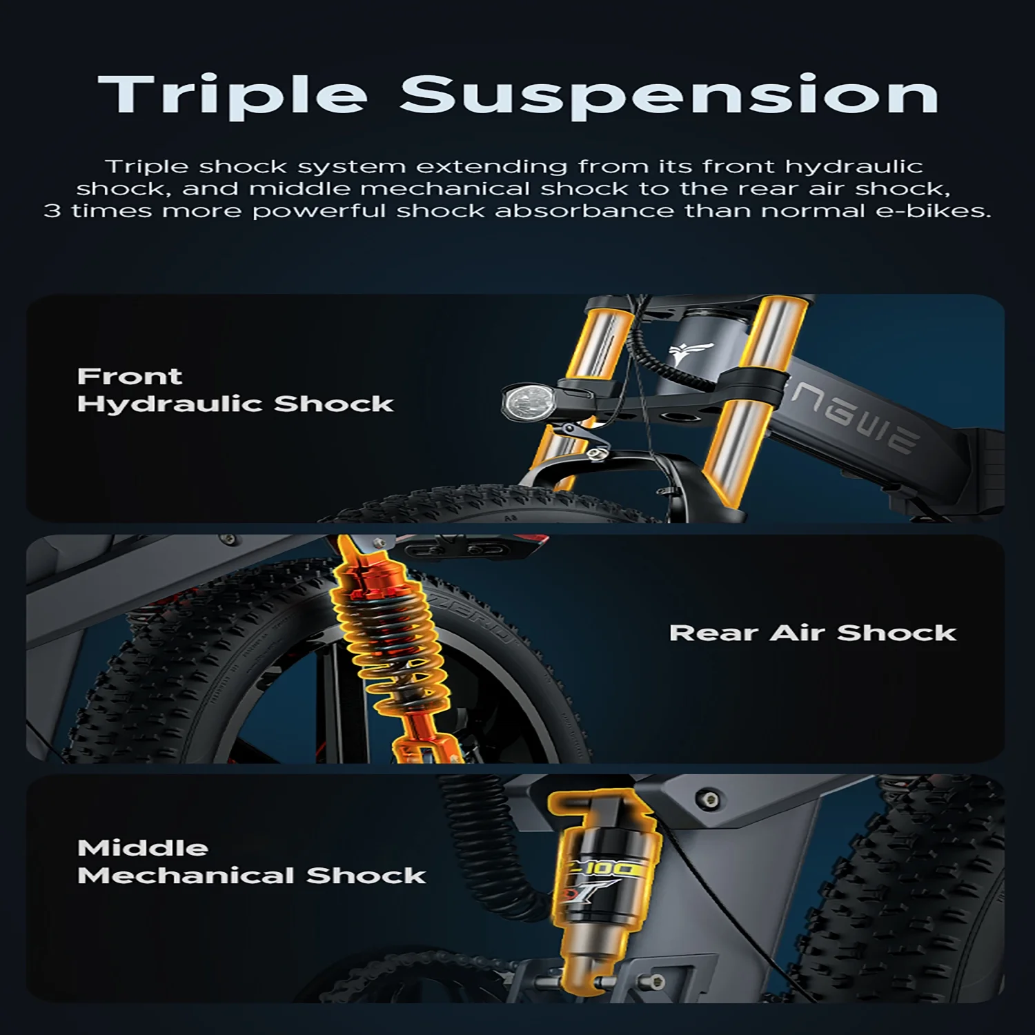 ENGWE X24 Folding Electric-Bike Adults-，1200W Peak ,29.2A Dual Batteries ENGWE-Ebike 24'' Fat Tire  Electric Mountain Bike, 8-Speed Triple Suspensions All-Terrain (Black)