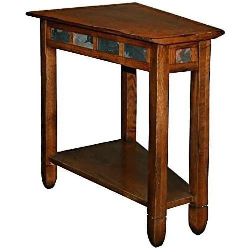 Recliner Wedge End Table In Rustic Oak