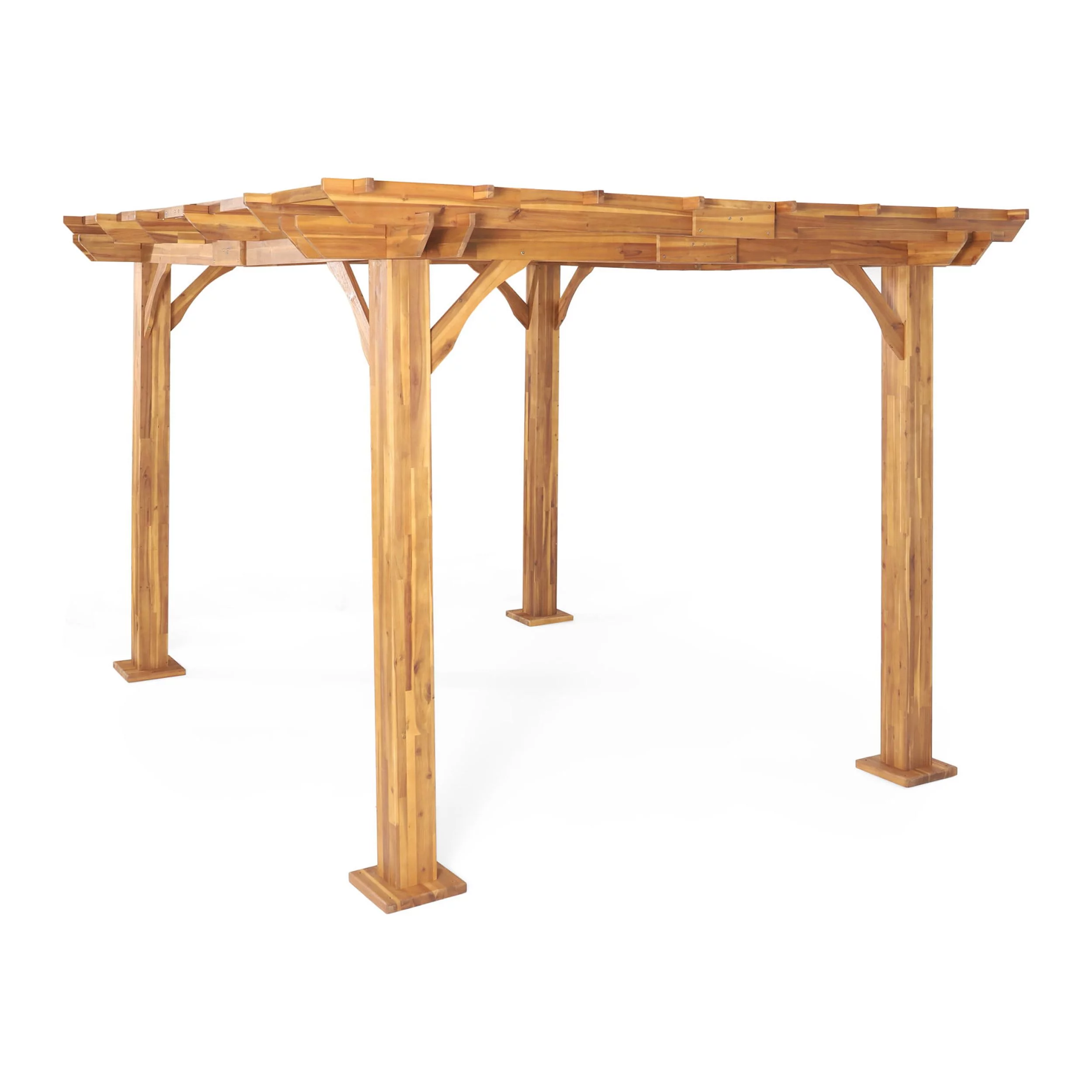 Holmwood Acacia Wood Outdoor 12' x 10' Pergola, Teak