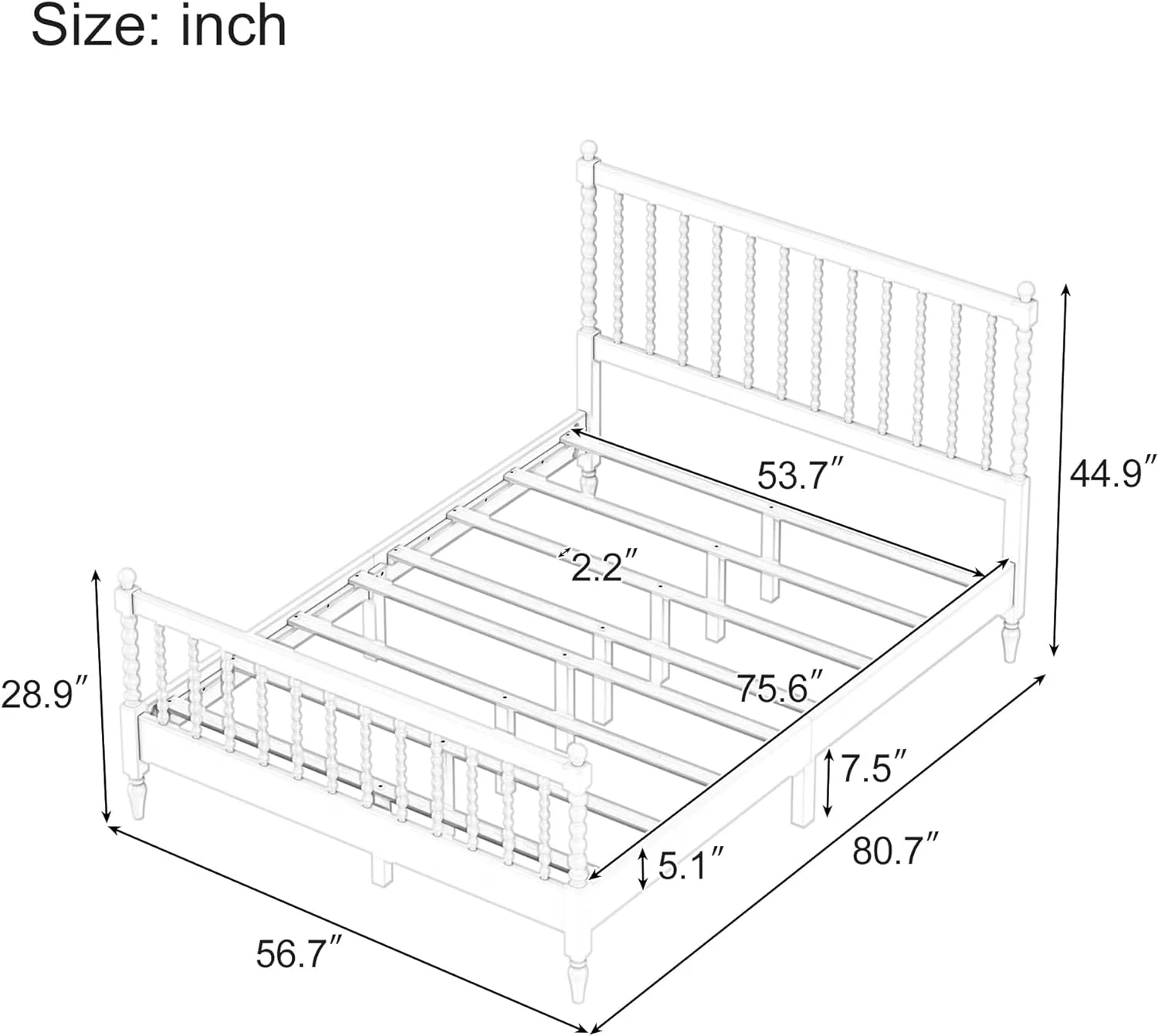 3Pcs Bedroom Set With 2 Nightstands, Full Size Bed Frame With Gourd Shaped Headboard And Footboard, Solid Wood Platform Bed, No Spring Box Required,