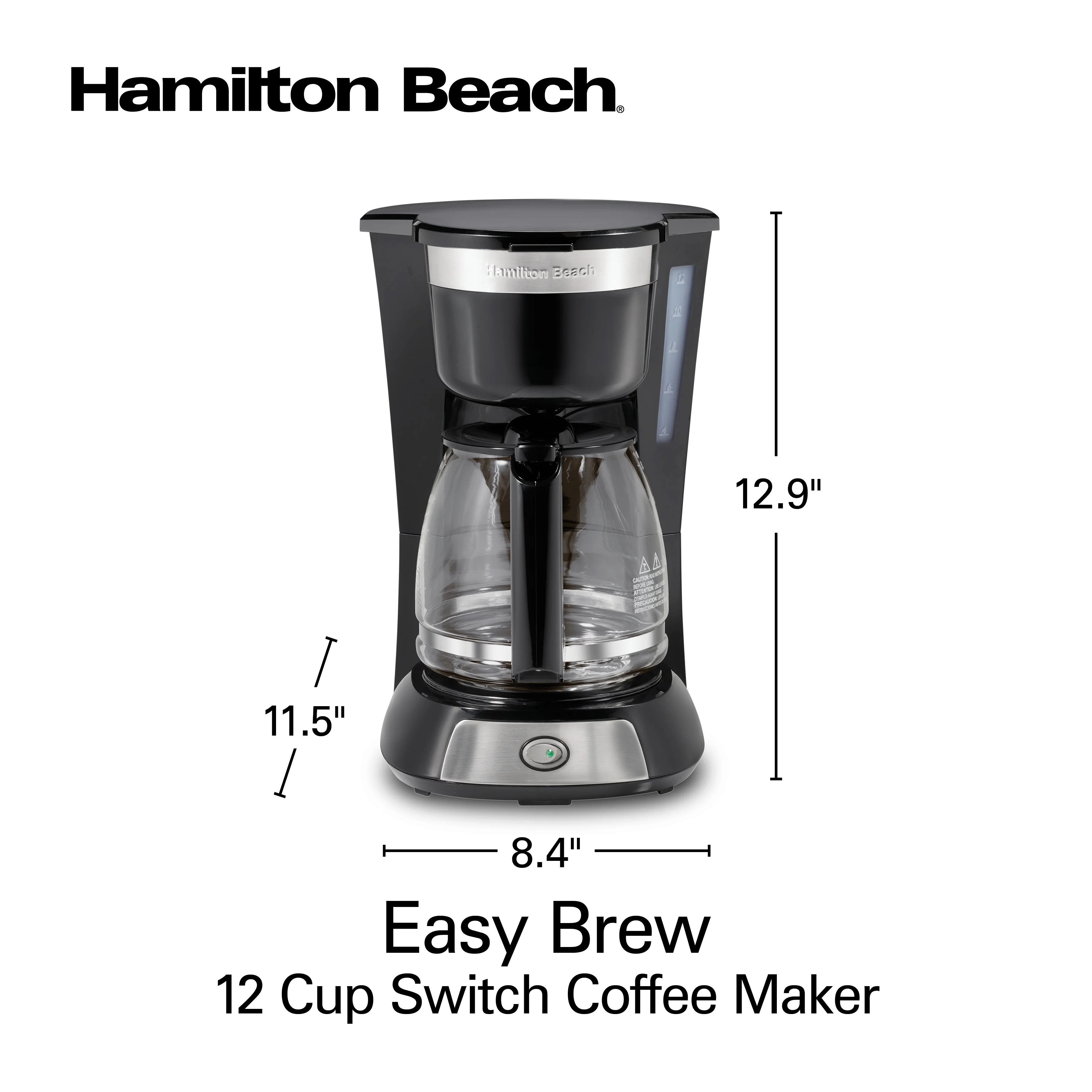 Hamilton Beach Easy Brew 12 Cup Switch Coffee Maker, Stainless Steel Accents