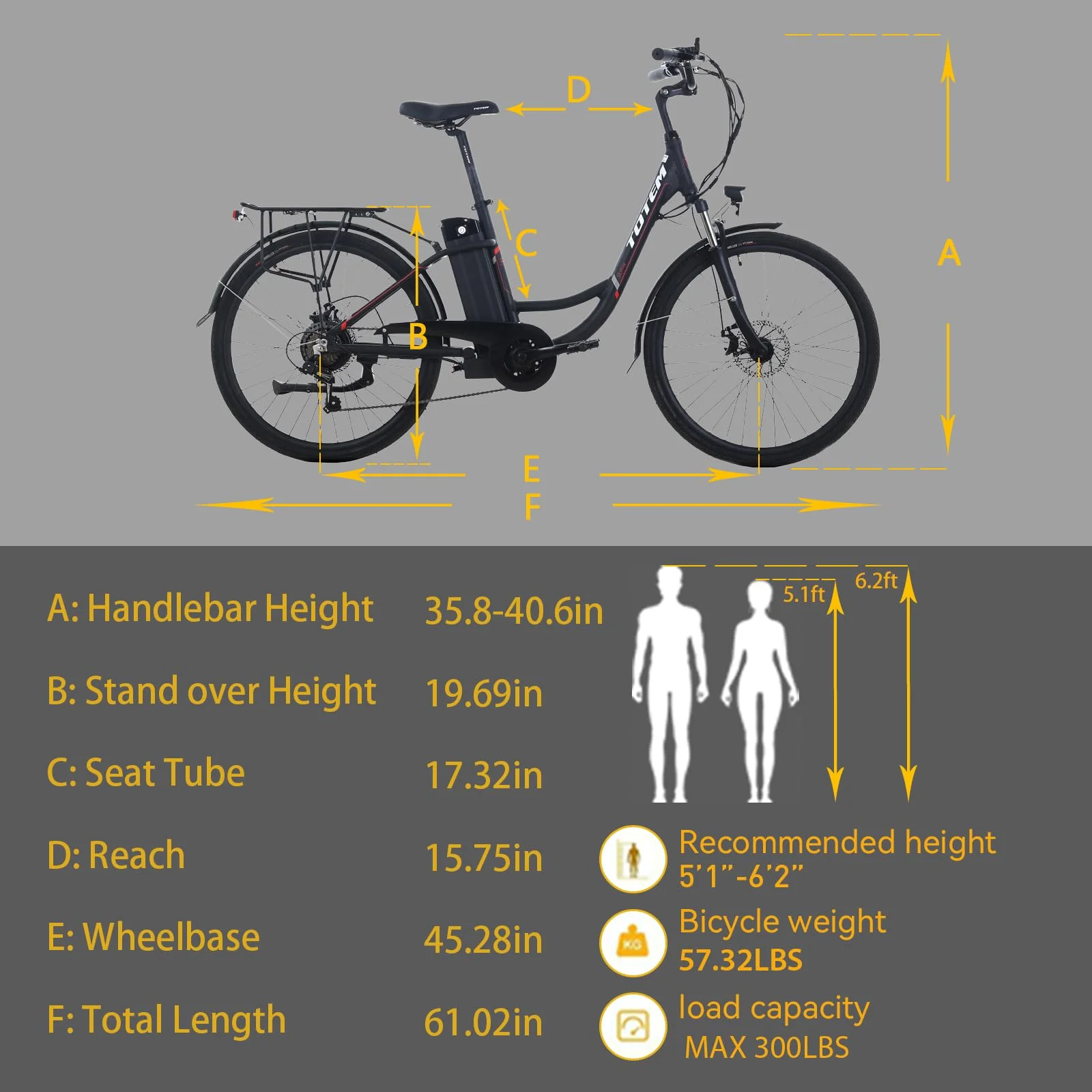 Ltmate Skyline Electric Bike for Adults, 26” Ebike 350W Powerful Motor, 36V 10.4Ah Removable Battery Electric Cruiser Bike, Shimano 7-Speed Gears, Electric City Commuter Bike,Black