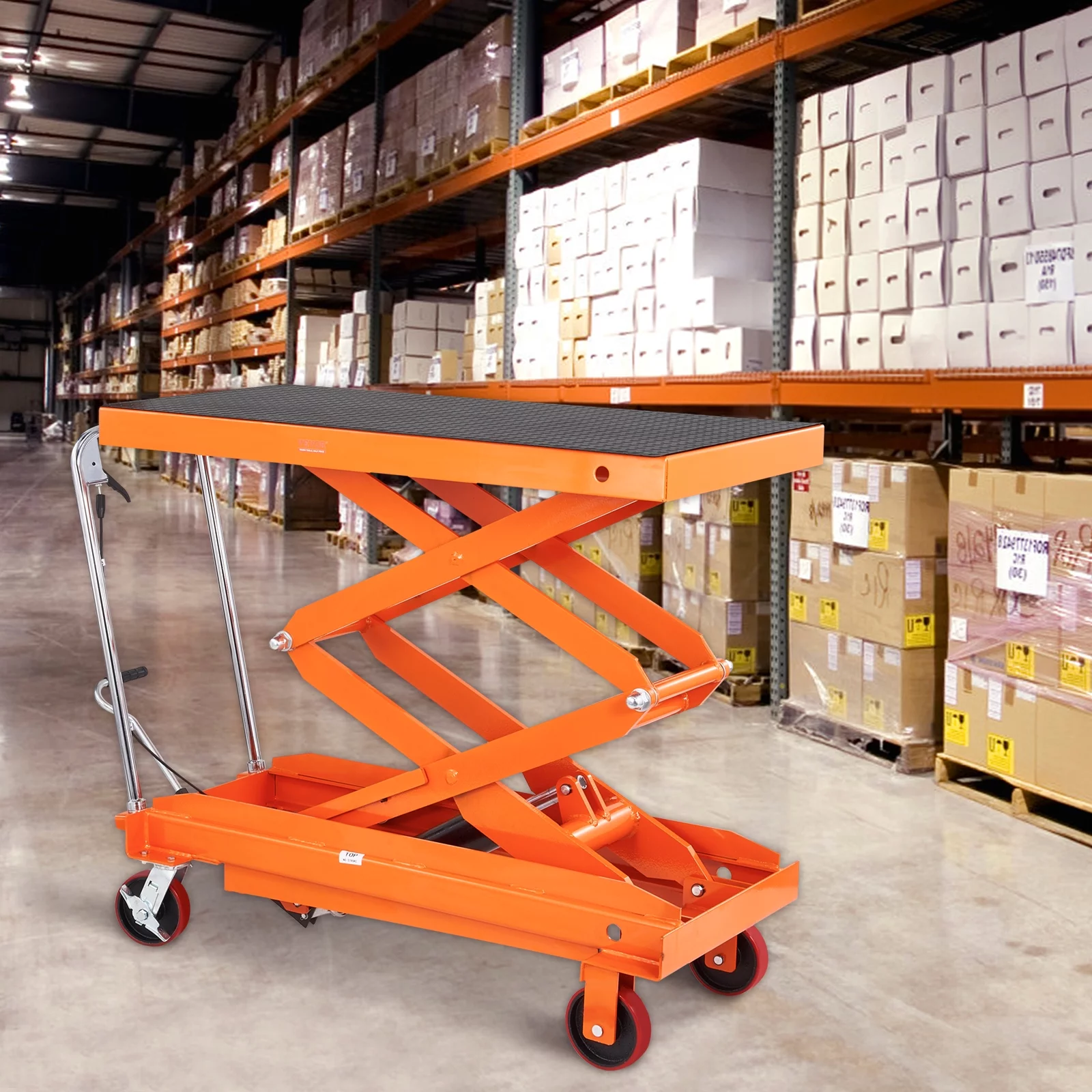 BENTISM Hydraulic Lift Table Cart 1760 lbs Manual Double Scissor Lift Table 59