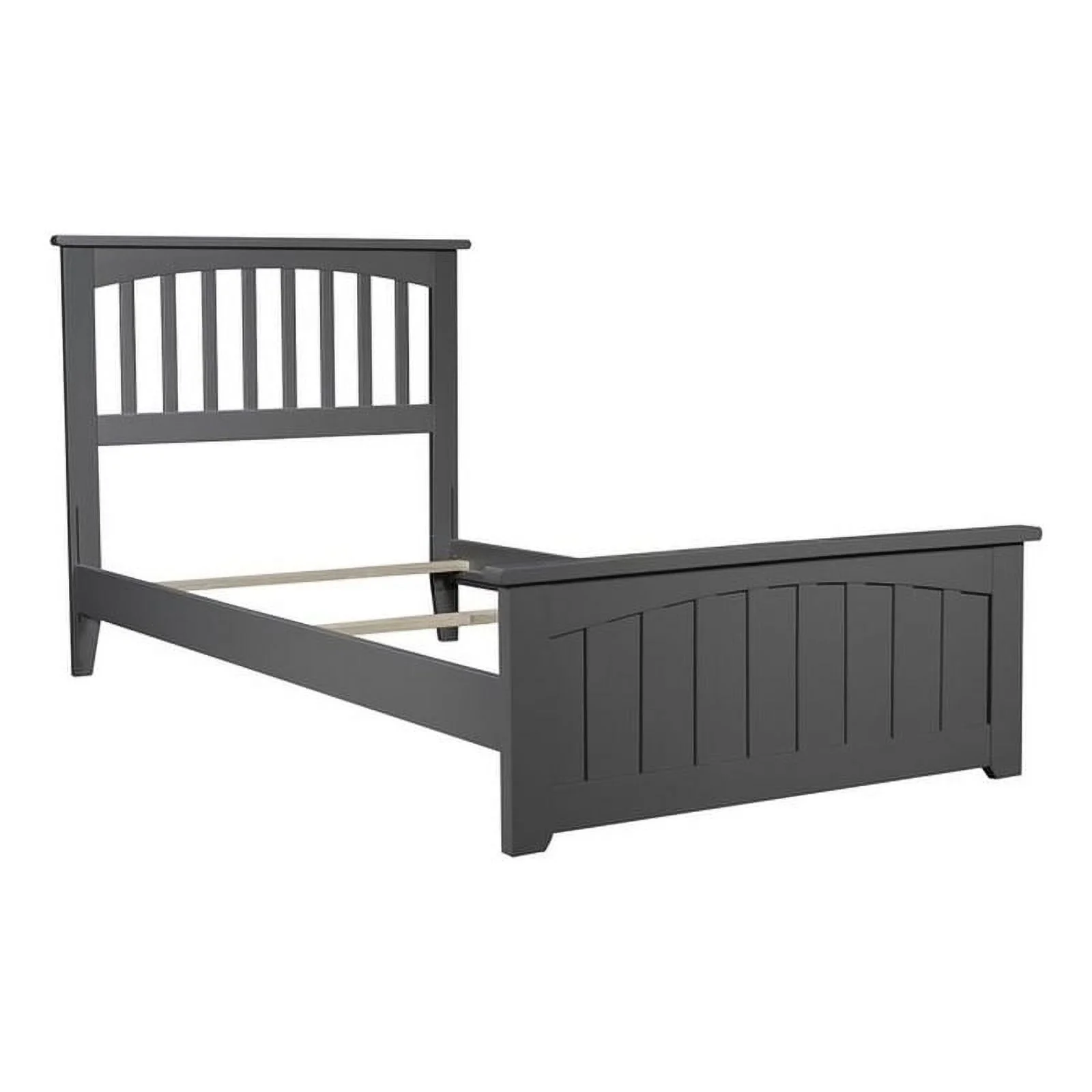 Leo & Lacey Traditional Solid Wood Twin Bed with Footboard in Gray