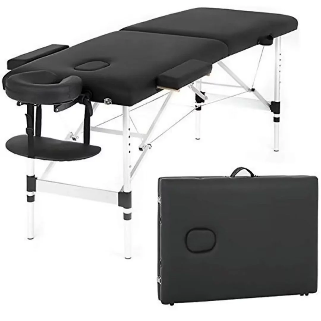 NiamVelo 73-in Aluminium Massage Table Portable Massage Bed  Adjustable Face Cradle with Carry Case, Maximum Weight 450LB, Black