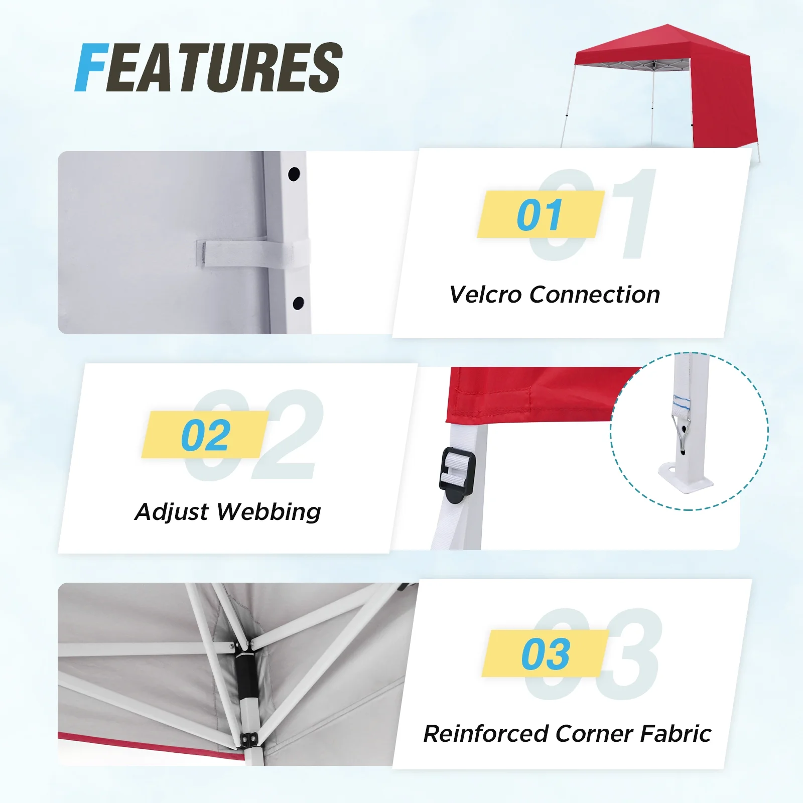 EAGLE PEAK 10x10 Outdoor Pop Up Slant Leg Canopy Tent with Wall Panel,Red