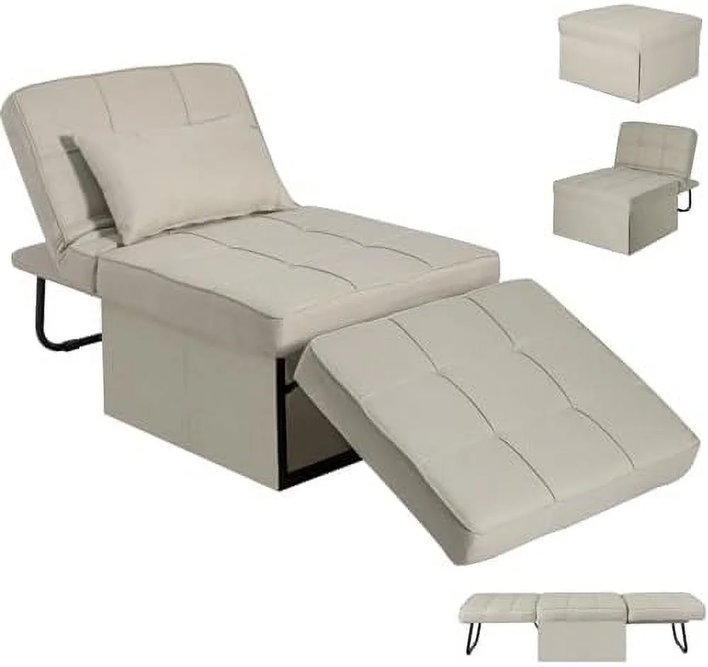 NLIBOOMLife Convertible Sofa Bed  4 in 1 Multi- Folding Ottoman Bed with Adjustable Backrest  Modern Pull Out Sleeper Chair for Living Room Apartment Office (Dark Blue  Medium-28 Width)