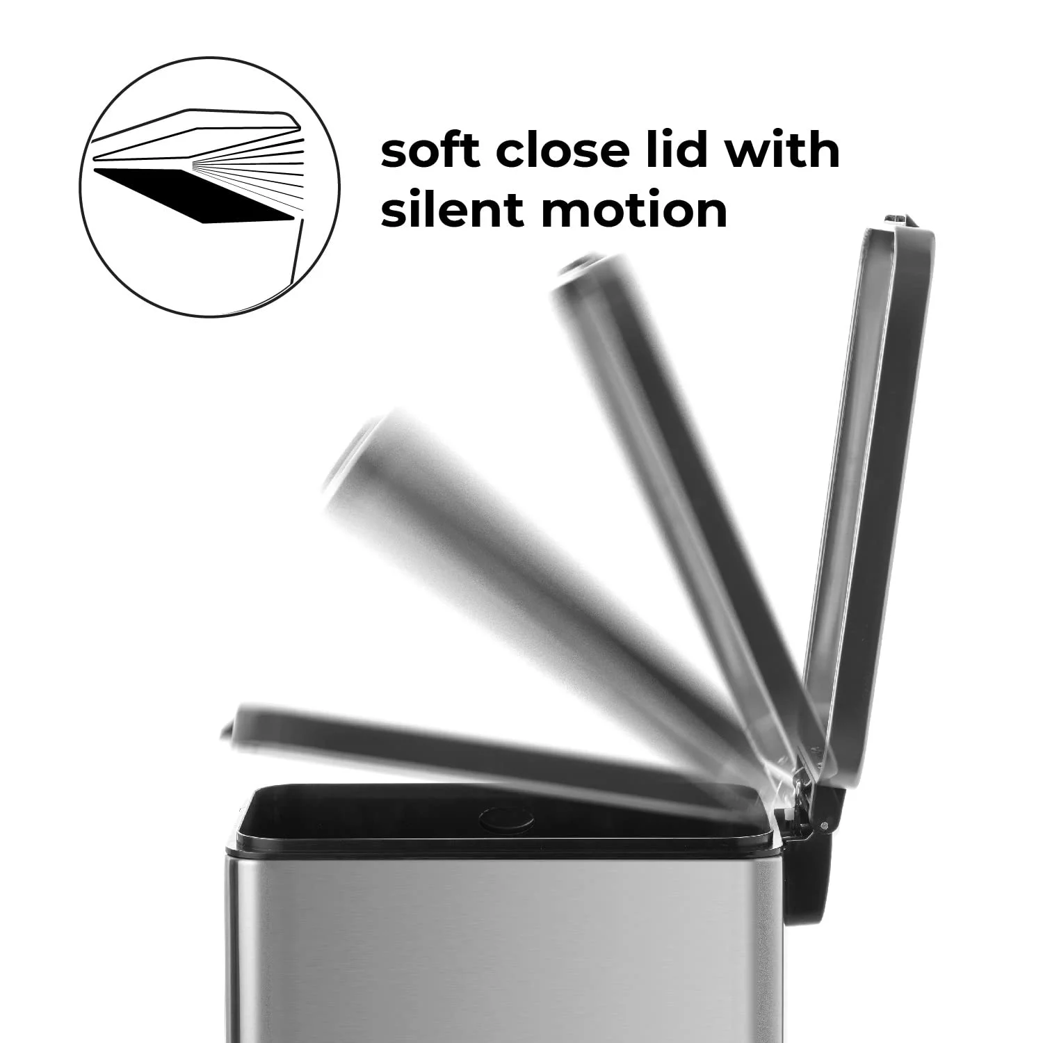 Home Zone Living 4.4 Gallon Kitchen Trash Can, Stainless Steel, 16.7 Liter