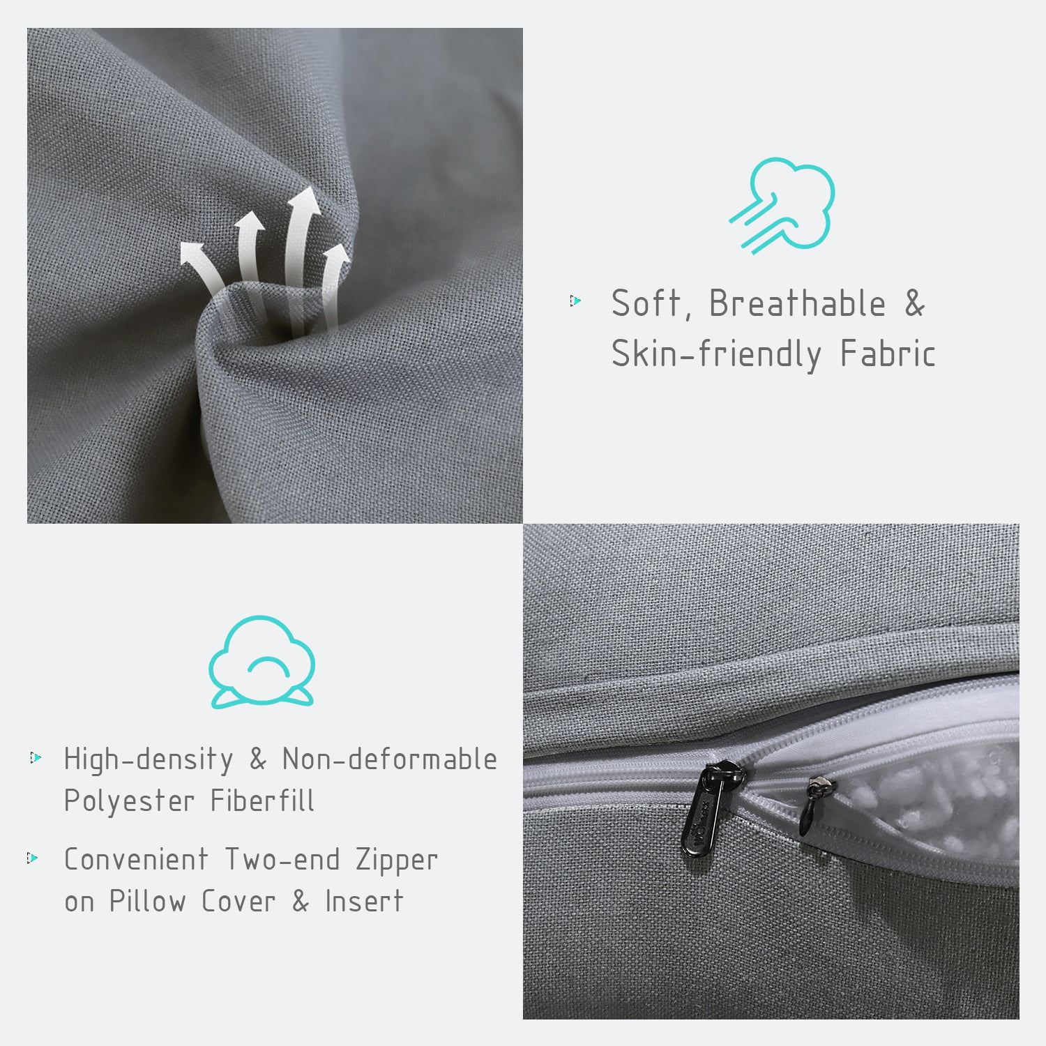 Johnear Large Headboard Reading Pillow Cotton Linen Daybed Cushion Backrest Bolster Pillow Triangular Wedge Support Positioning for Bed Sofa Rest (gray, King)