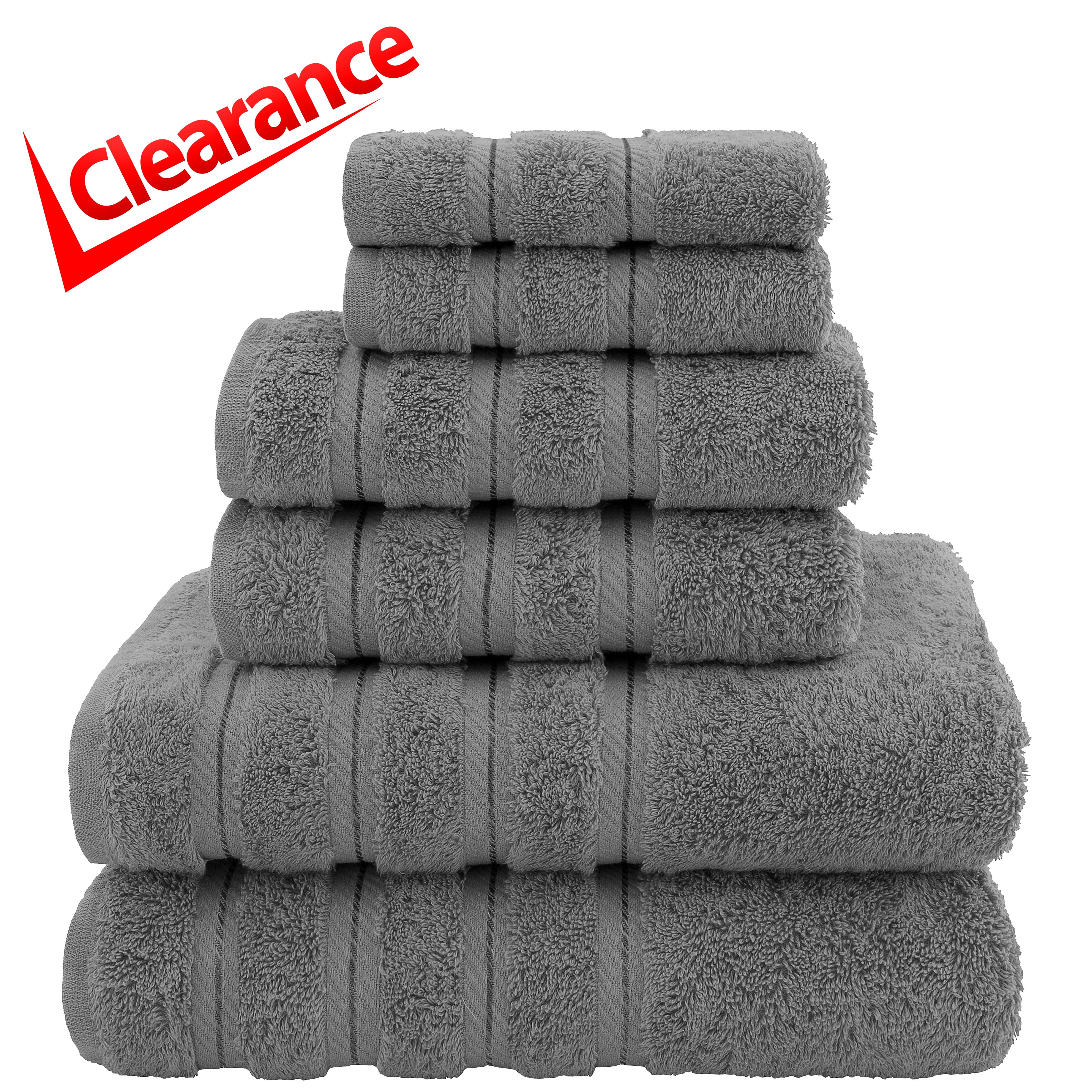 American Soft Linen Gray Towel Set 100% Turkish Cotton Towels for Bathroom 6 Piece