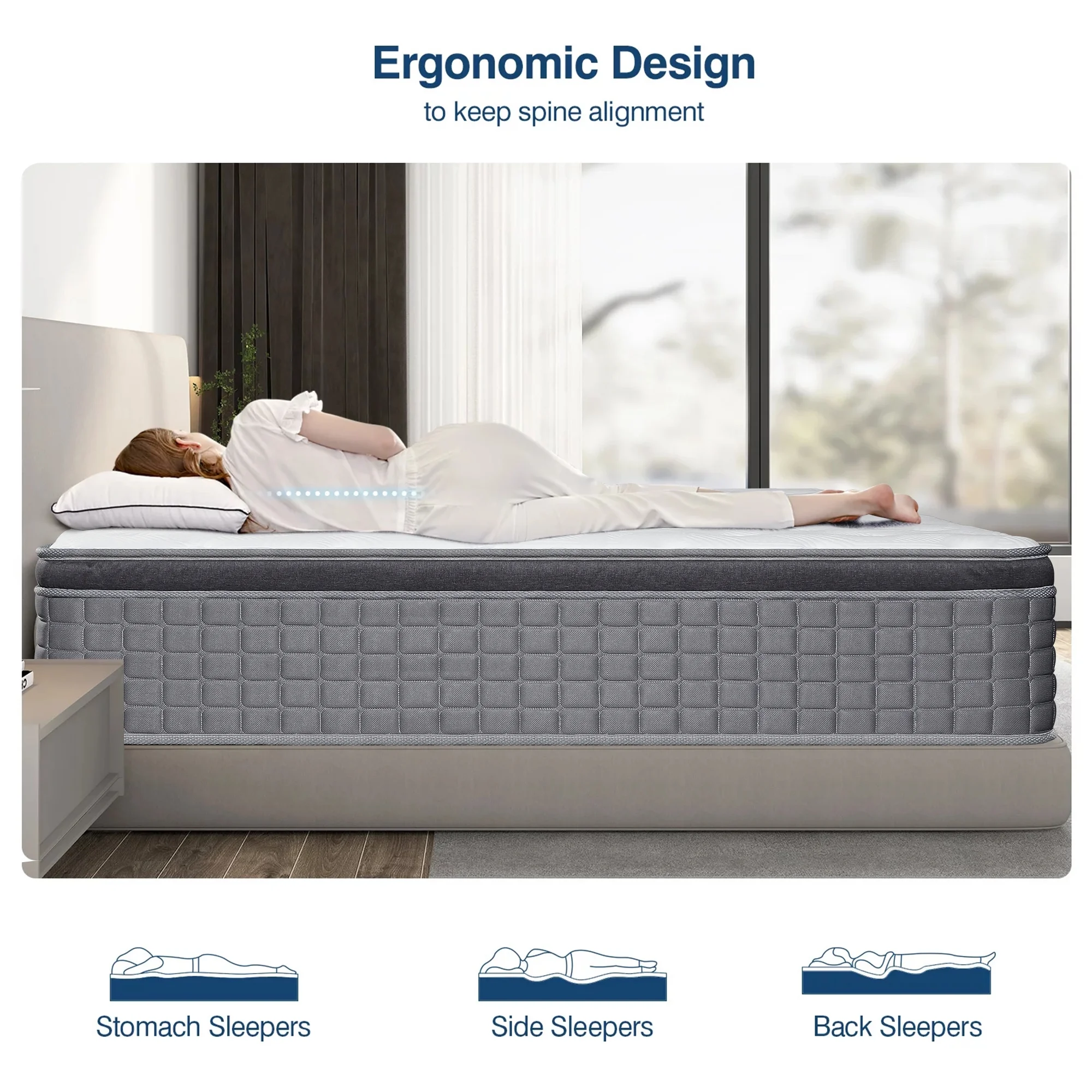 14 inch Twin Mattress in a Box, Gel Memory Foam and Pocket Spring Hybrid Mattress