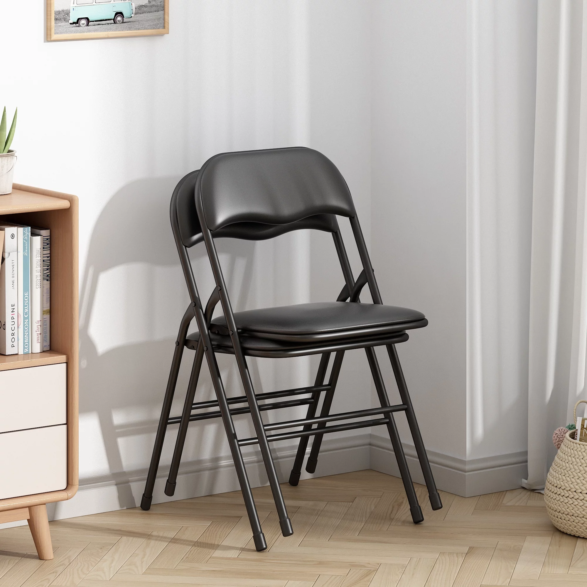 Jaxpety 6 Pack Commercial Plastic Folding Chairs Stackable Wedding Party Event Black