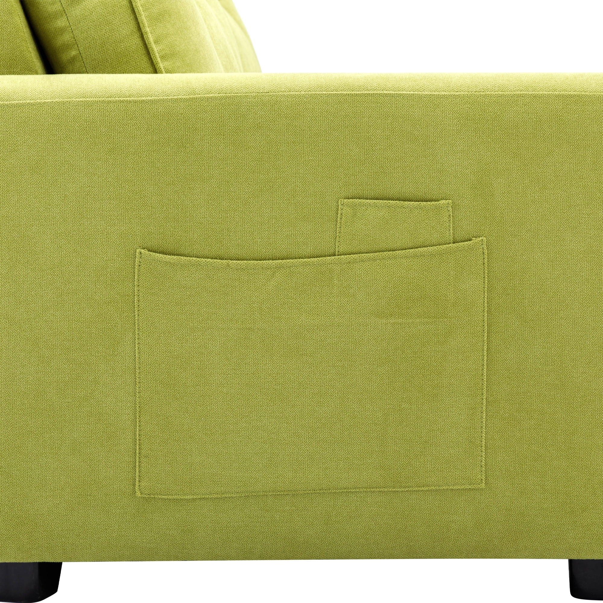 Churanty Convertible Sofa Bed Pull Out Sleeper Loveseat Sofa Chenille Upholstered Couch with Side Pockets for Small Space,Green