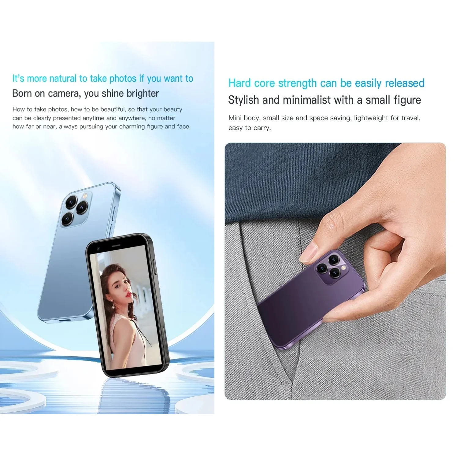 SOYES XS15 Ultra-thin 3.0Inch Small Phone 2GB+16GB Android 8.1 Dual SIM Standby 3G Mini Smartphone 1000mAh Wifi GPS Mobile Phone