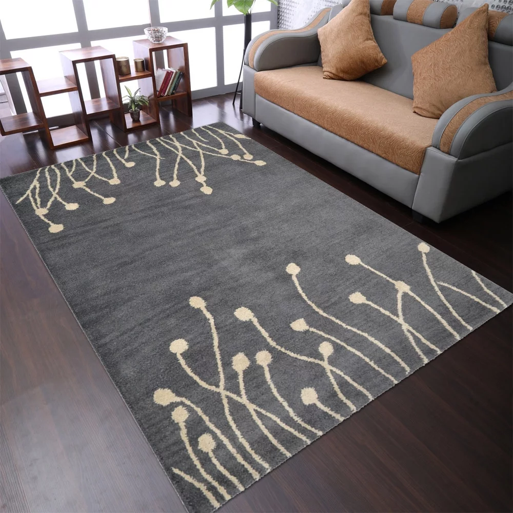 Rugsotic Carpets Hand Tufted, Floral Wool Area Rug, Gray,White, 8'x10'