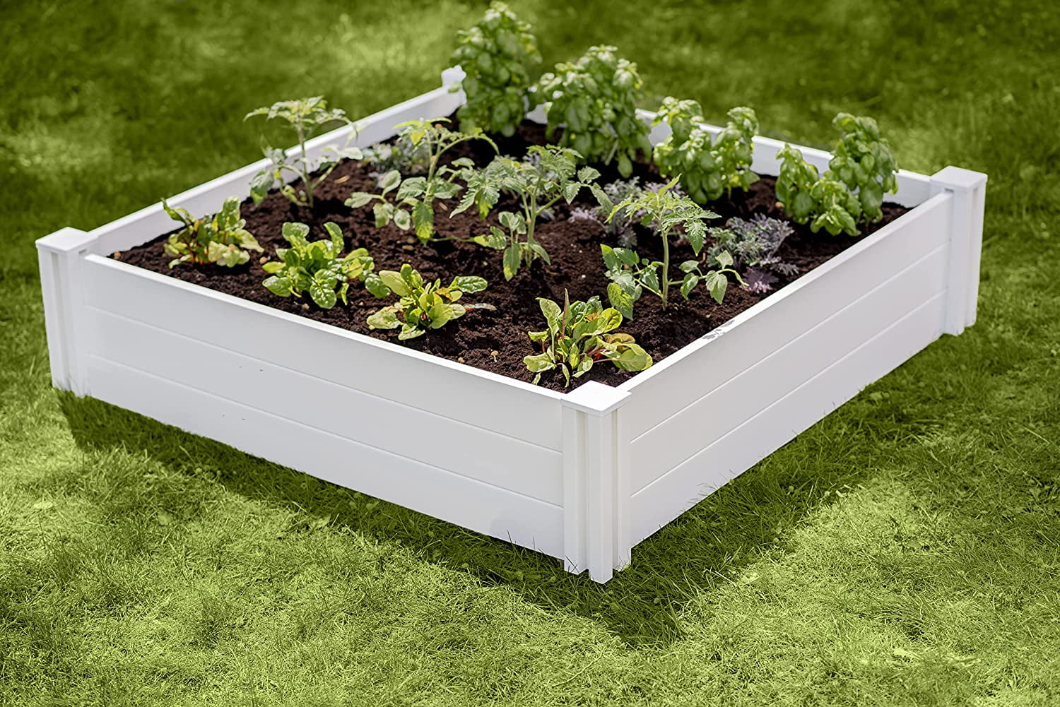 Vita Classic 4 ft x 4 ft x 11 in White Vinyl Raised Garden Bed, VT17108