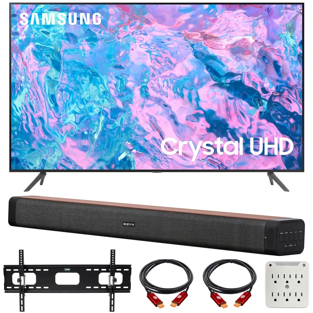 Samsung UN85CU7000 85 inch Crystal UHD 4K Smart TV (2023 Model) Bundle with Deco Gear 60W 2.0 Channel Soundbar, 37